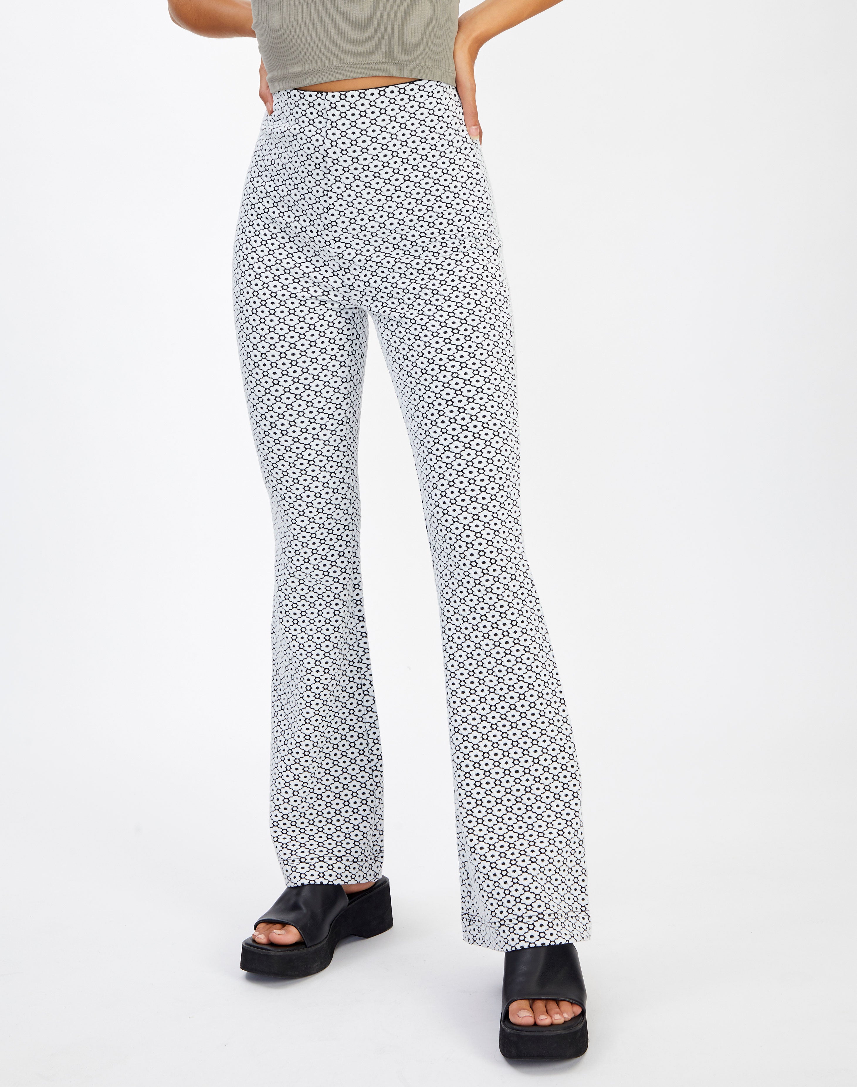 Floral High Rise Flare Ponte Pant in 