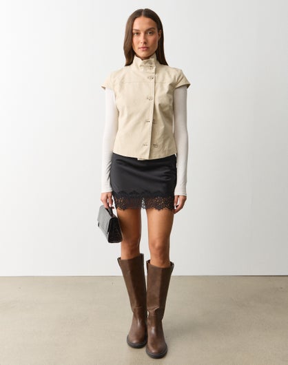 Satin Lace Mini Skirt