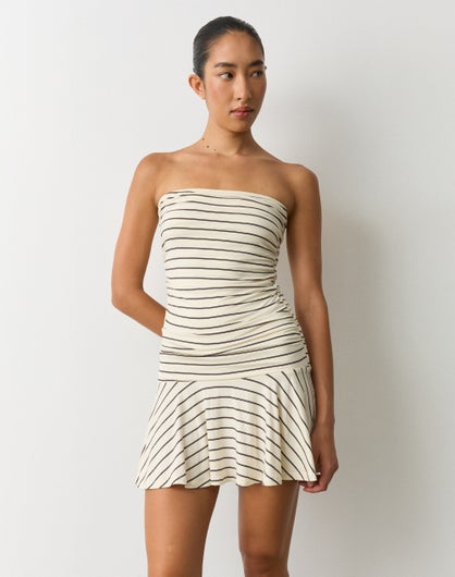 Strapless Drop Waist Mini Dress