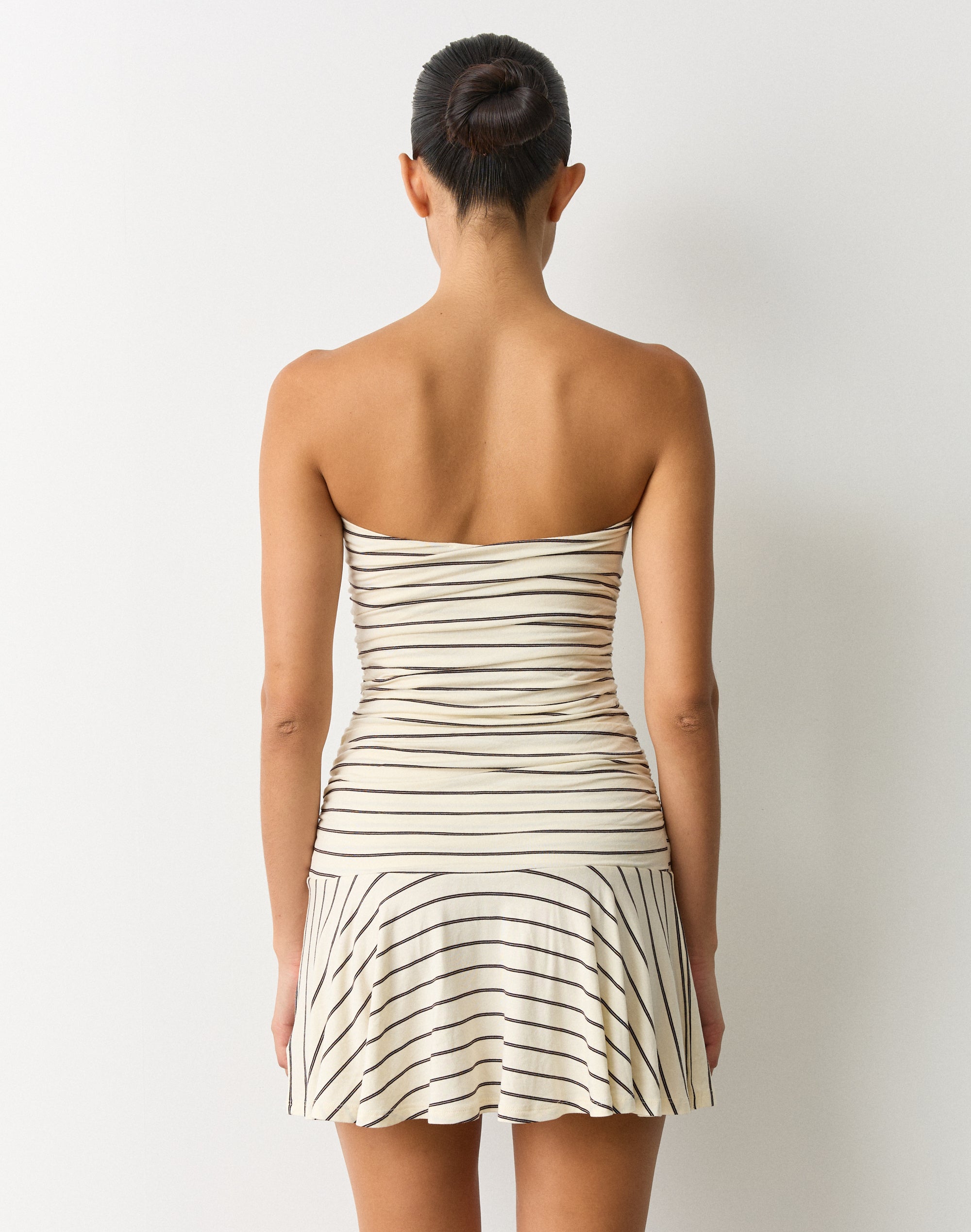 Strapless Drop Waist Mini Dress in Caribbean Fudge Bobby Stripe | Glassons US Strapless Drop Waist Mini Dress in Caribbean Fudge Bobby Stripe | Glassons US