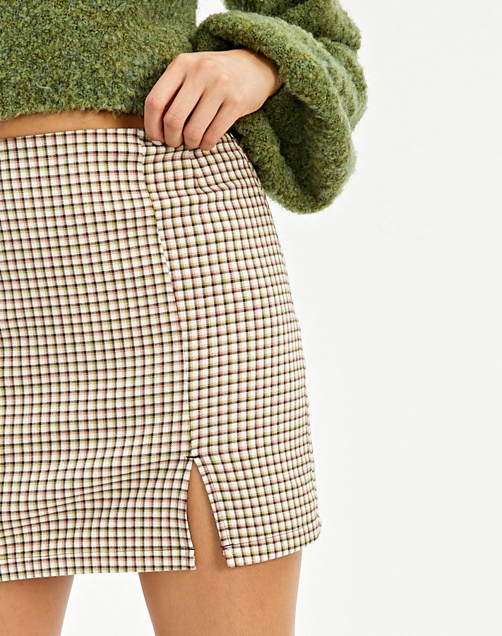 gingham plaid mini skirt