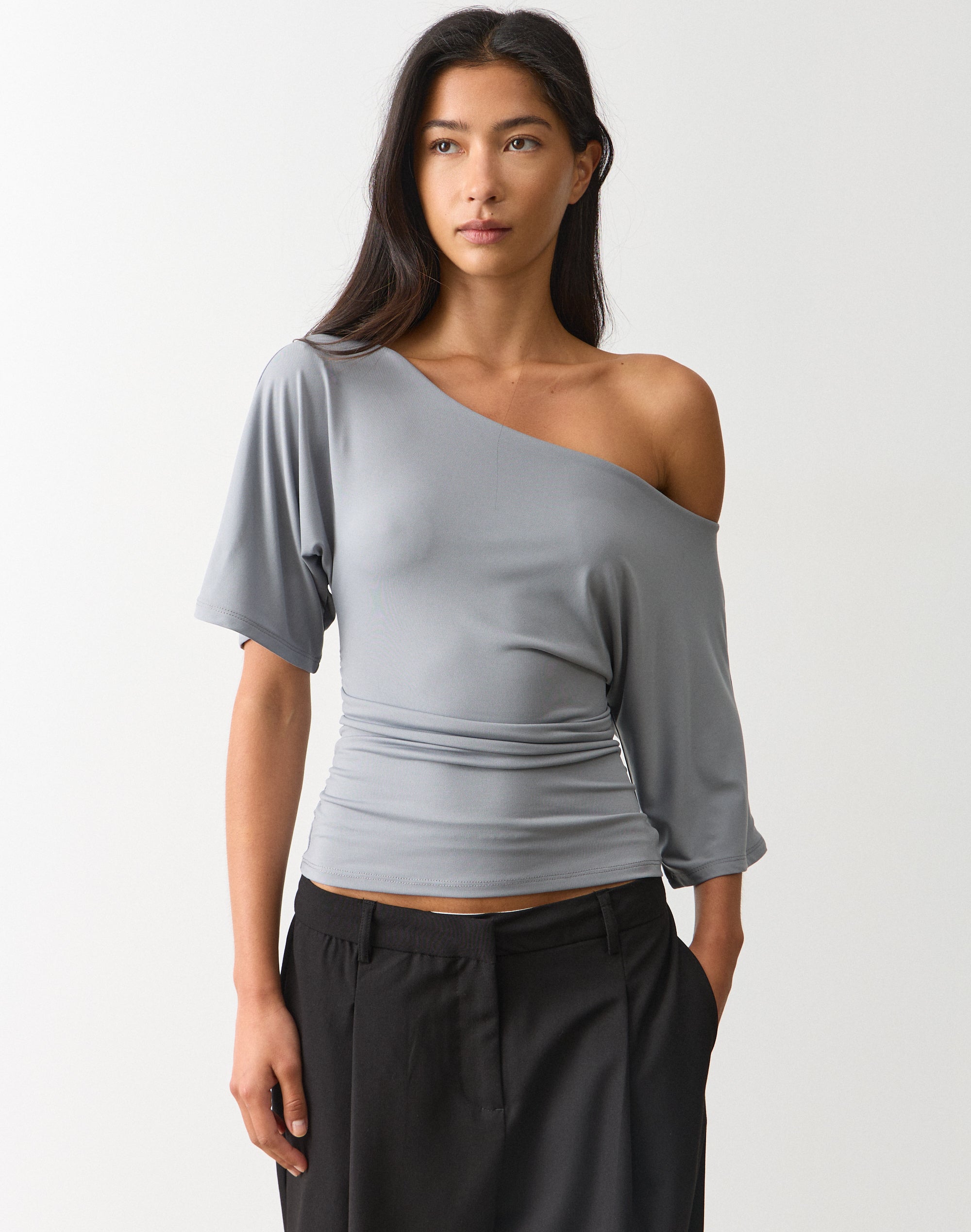 Ruched Slash Neck Top in Mintini | Glassons US