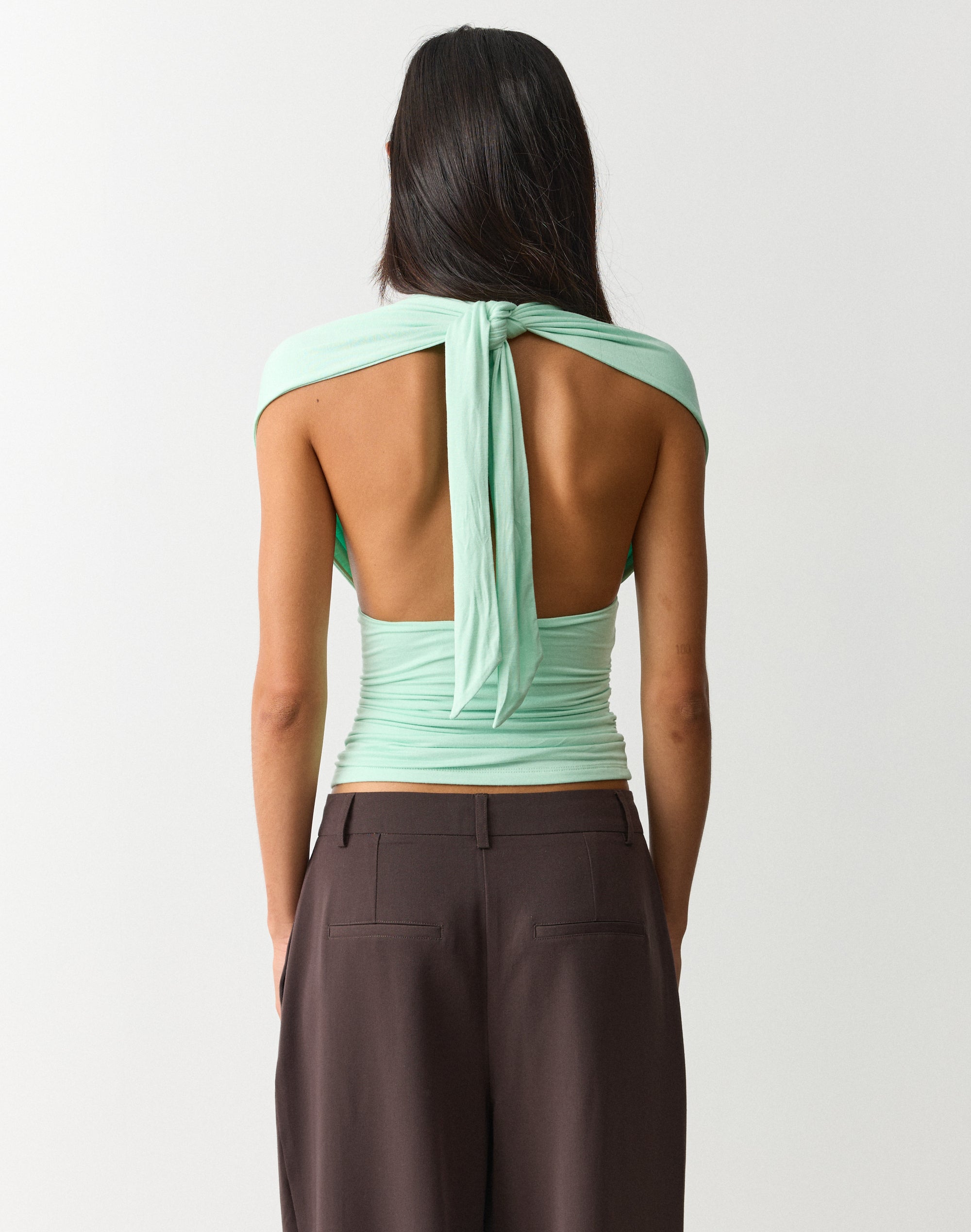 Multiwear Halter V Neck Top in Mintini | Glassons SG