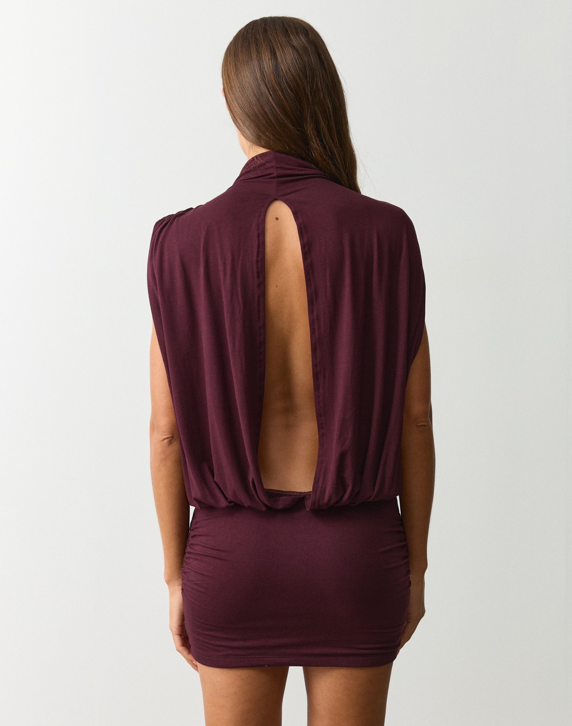 High Neck Blouson Mini Dress in Wine Not | Glassons US High Neck Blouson Mini Dress in Wine Not | Glassons US