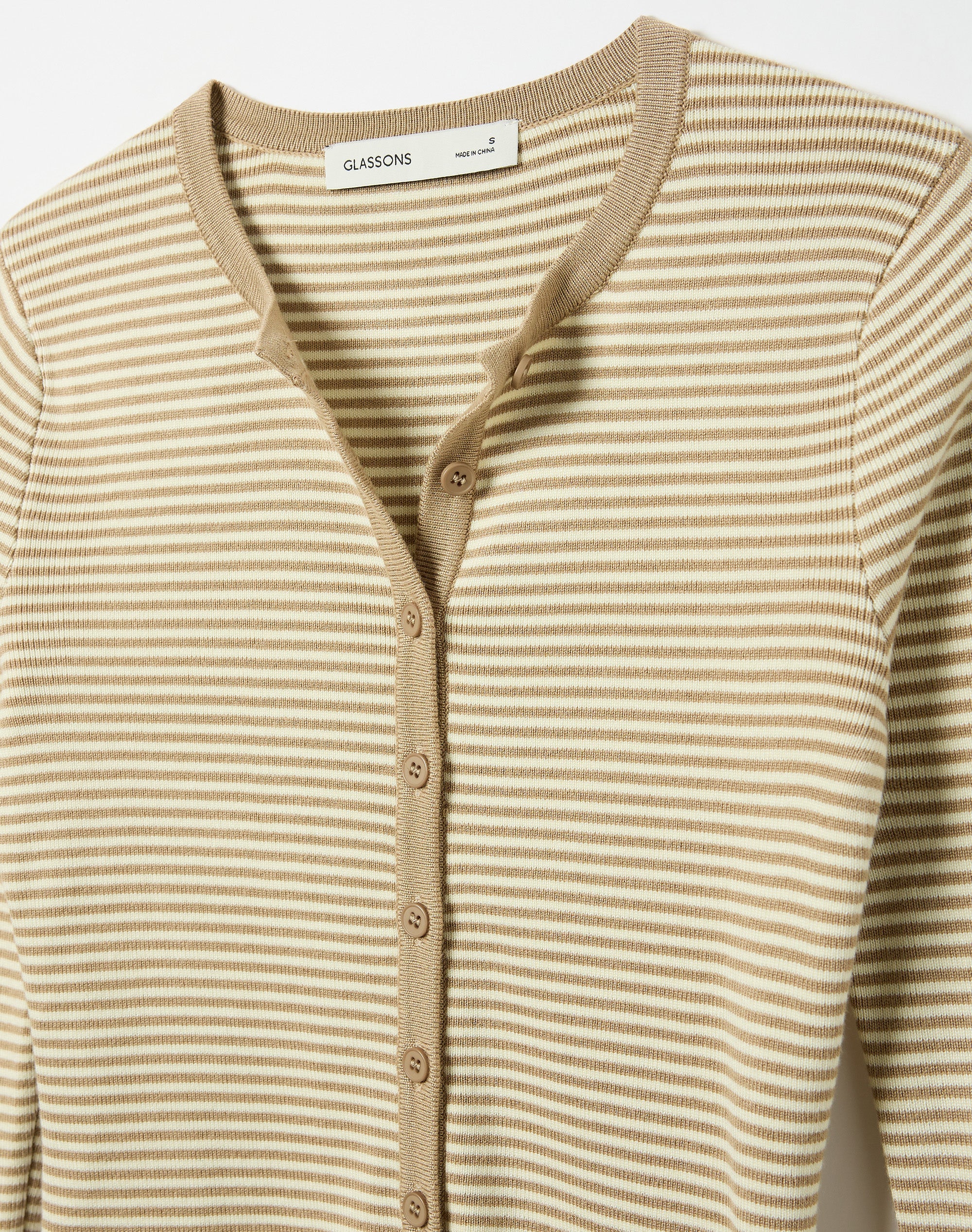 Rib Button Up Knit Cardigan in Baked Buttery Royce Stripe