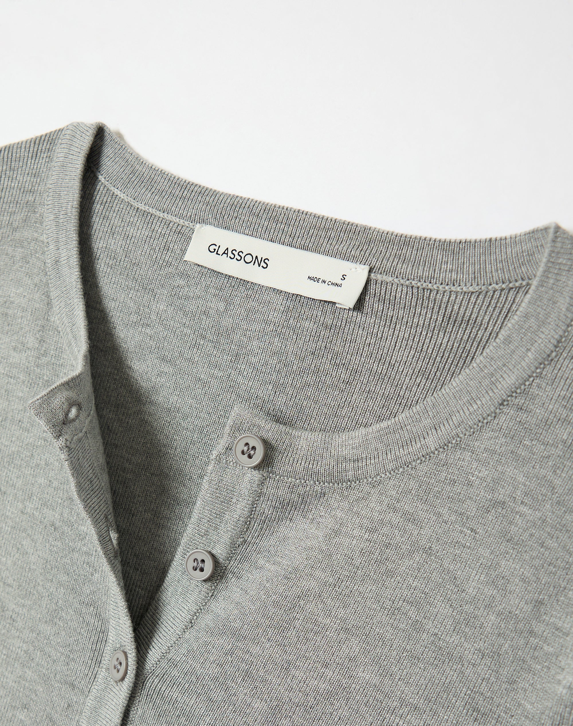 Rib Button Up Knit Cardigan in Grey Marle | Glassons US