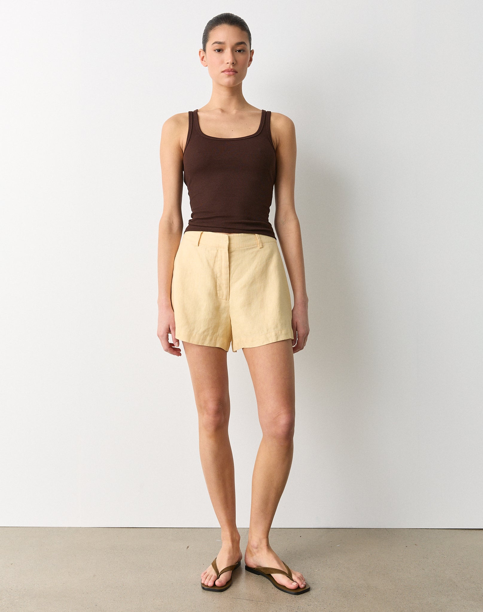 High Rise Pleated 100% Linen Short