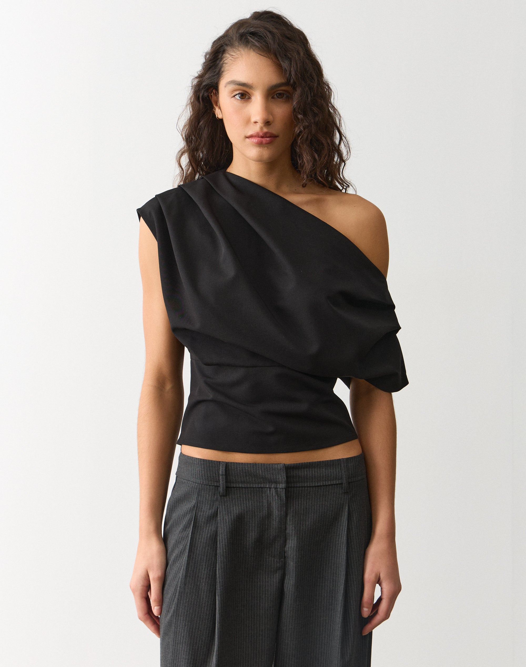 Draped Off Shoulder Top in Black | Glassons AU