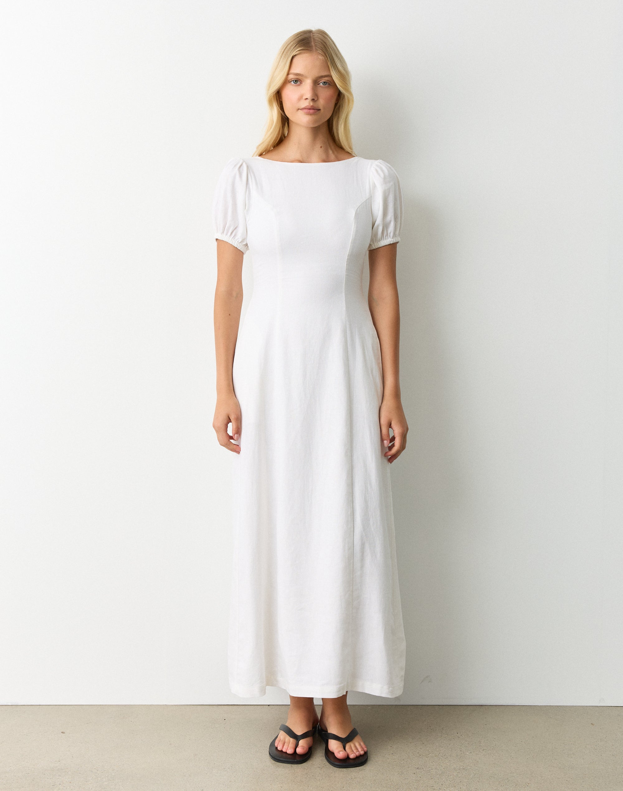 glassons white linen dress Estelle Button Down Linen Dress  Gala