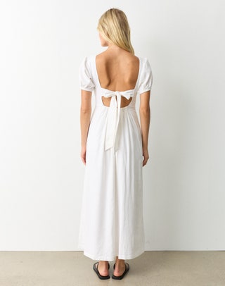 glassons white linen dress Glassons V Neck Linen Blend Maxi Dress in White US$59.99