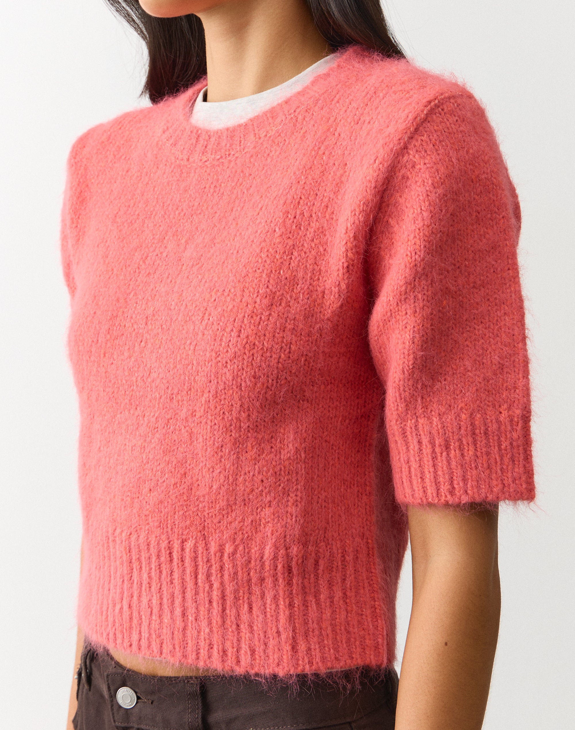 Cosy Short Sleeve Knit Top in Coral Me Maybe | Glassons US