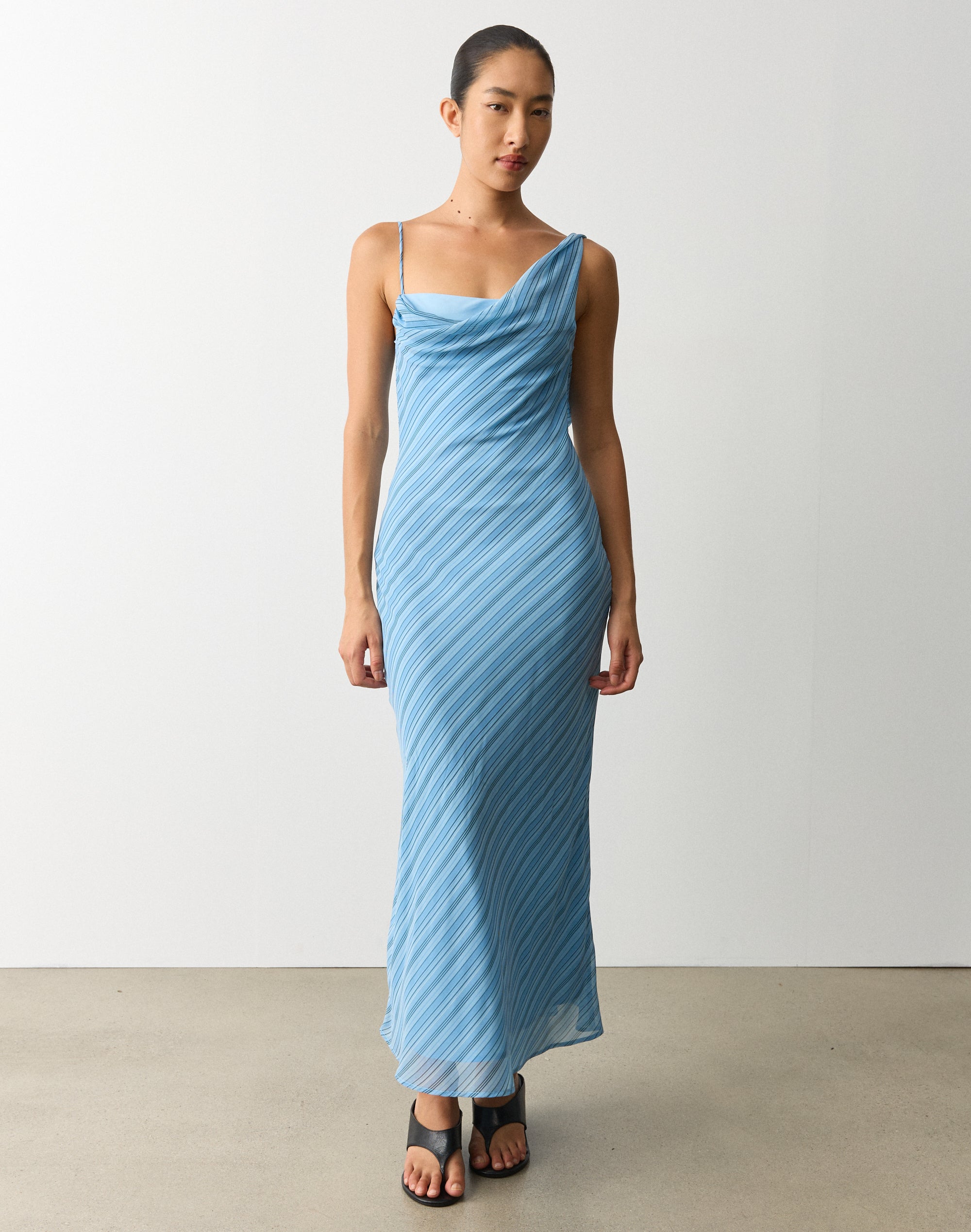 Draped Chiffon Maxi Dress