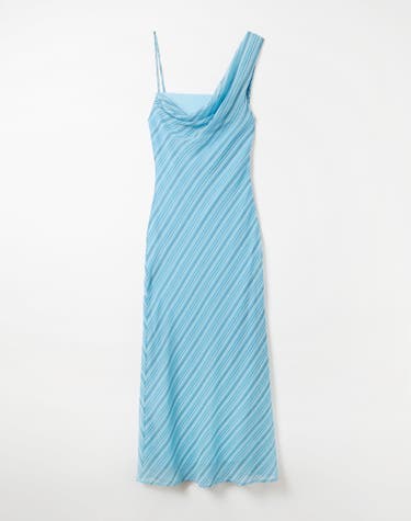 Draped Chiffon Maxi Dress in Glacial Lemarais Stripe | Glassons US Draped Chiffon Maxi Dress in Glacial Lemarais Stripe | Glassons US