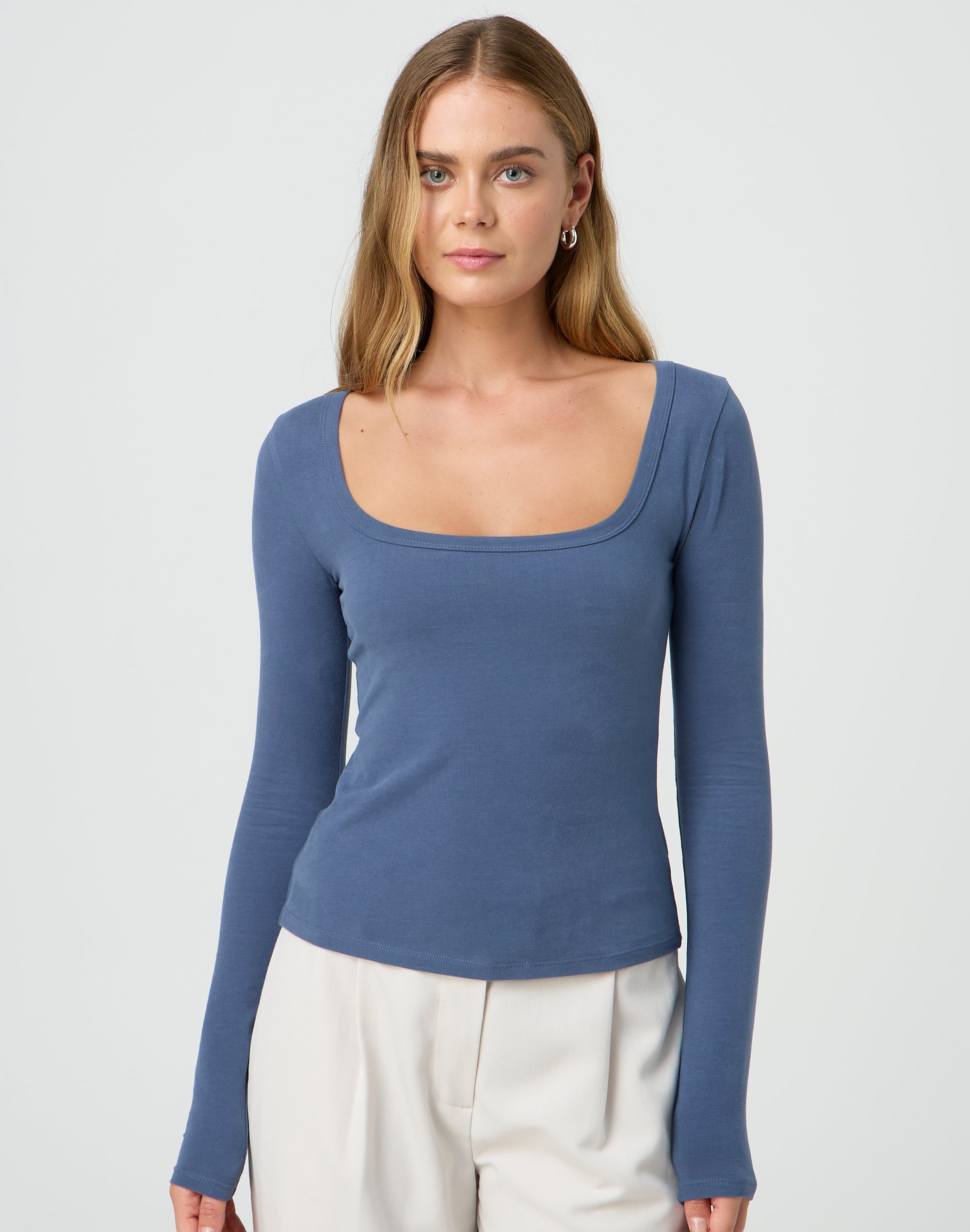 Cotton Square Neck Long Sleeve Top in Girls Night