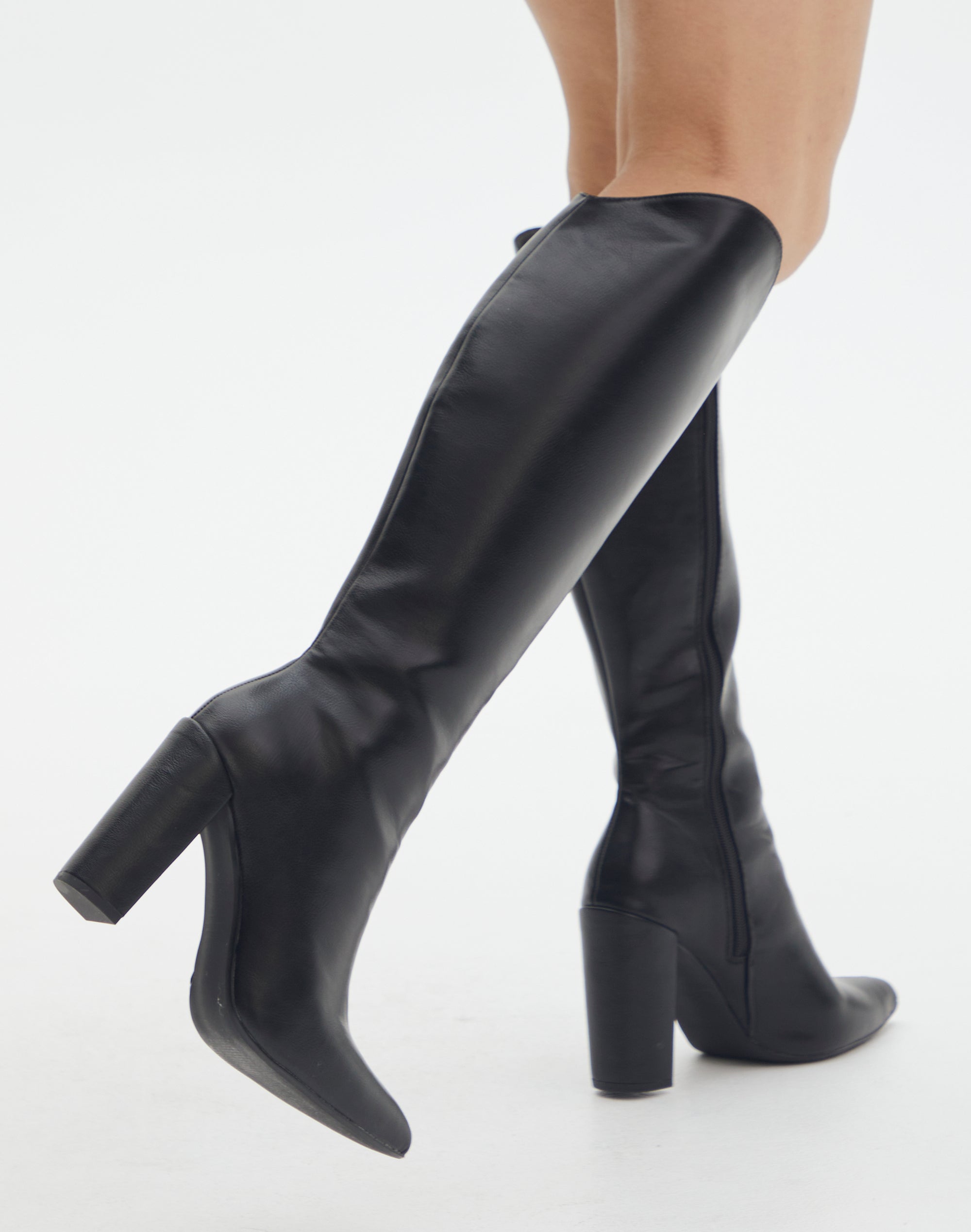Black Pu Platform Strappy High Heels | PrettyLittleThing USA