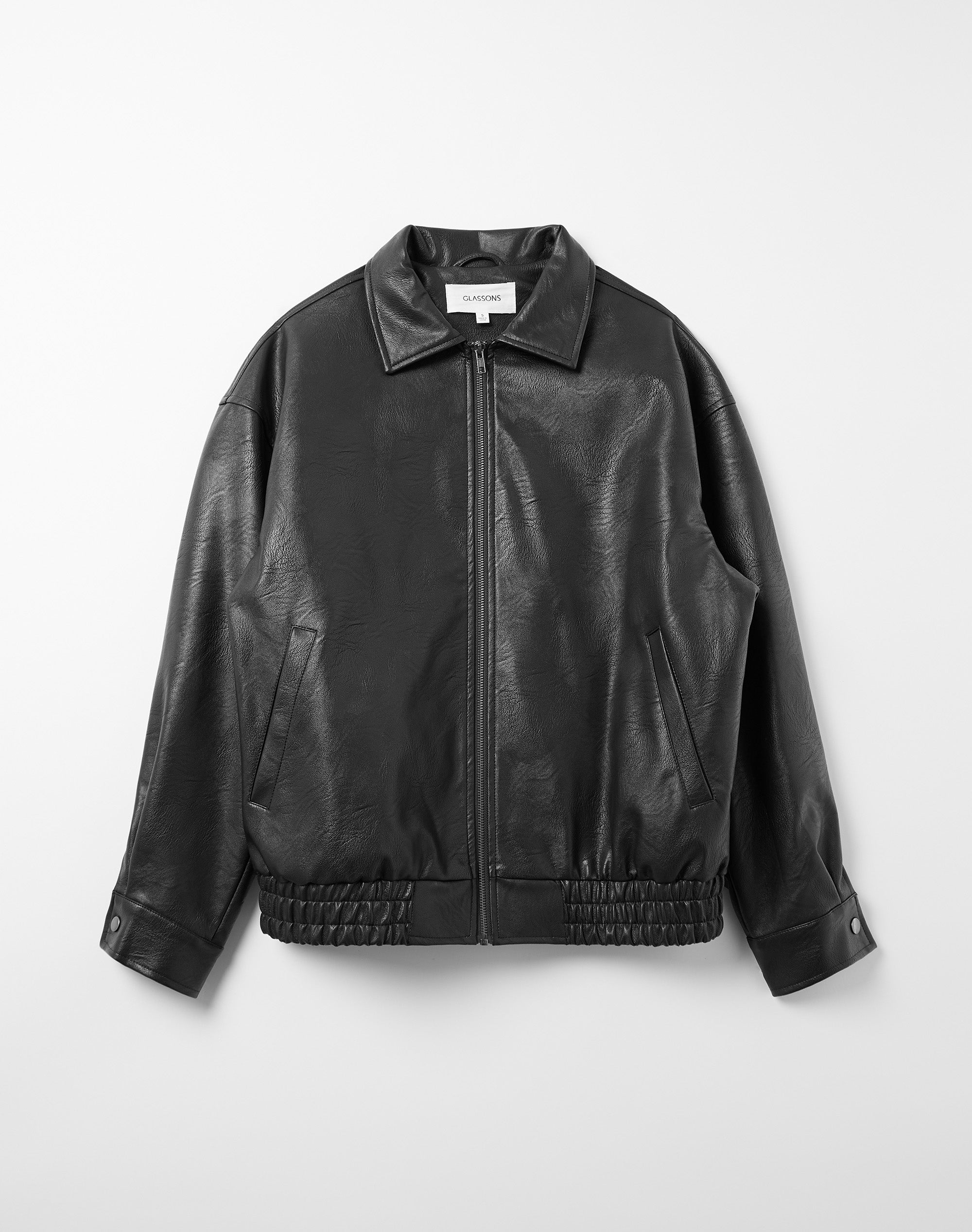 Oversized Faux Leather Jacket in Black | Glassons SG