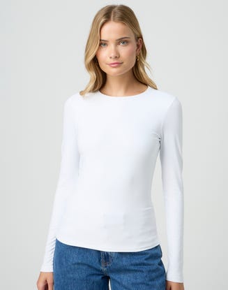 Supersoft Long Sleeve Top in White | Glassons