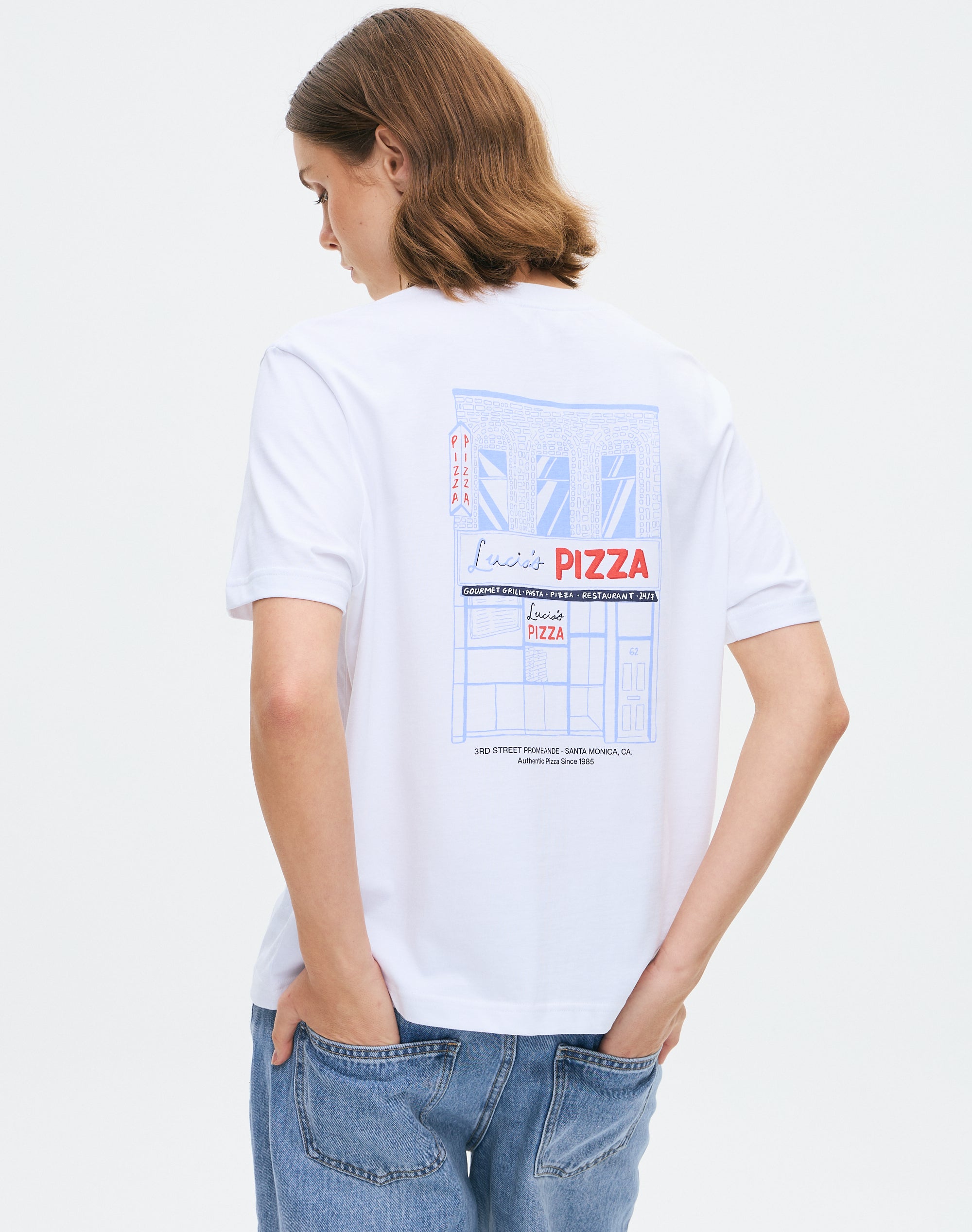 Graphic Oversized Boxy Tee in Pizzeria X White | Glassons SG