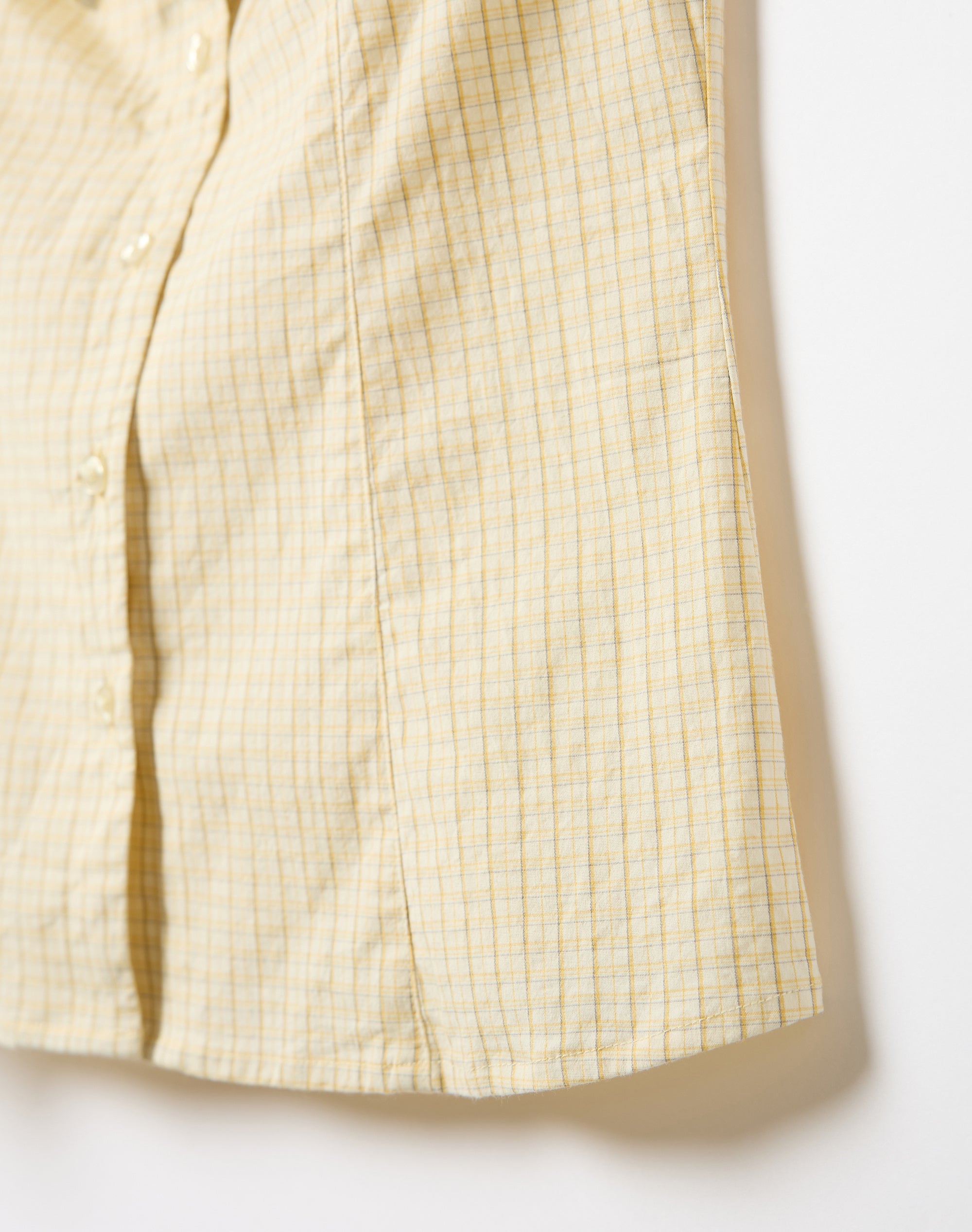 Ruched Tie Button Up Blouse in Dusty Lila Check | Glassons