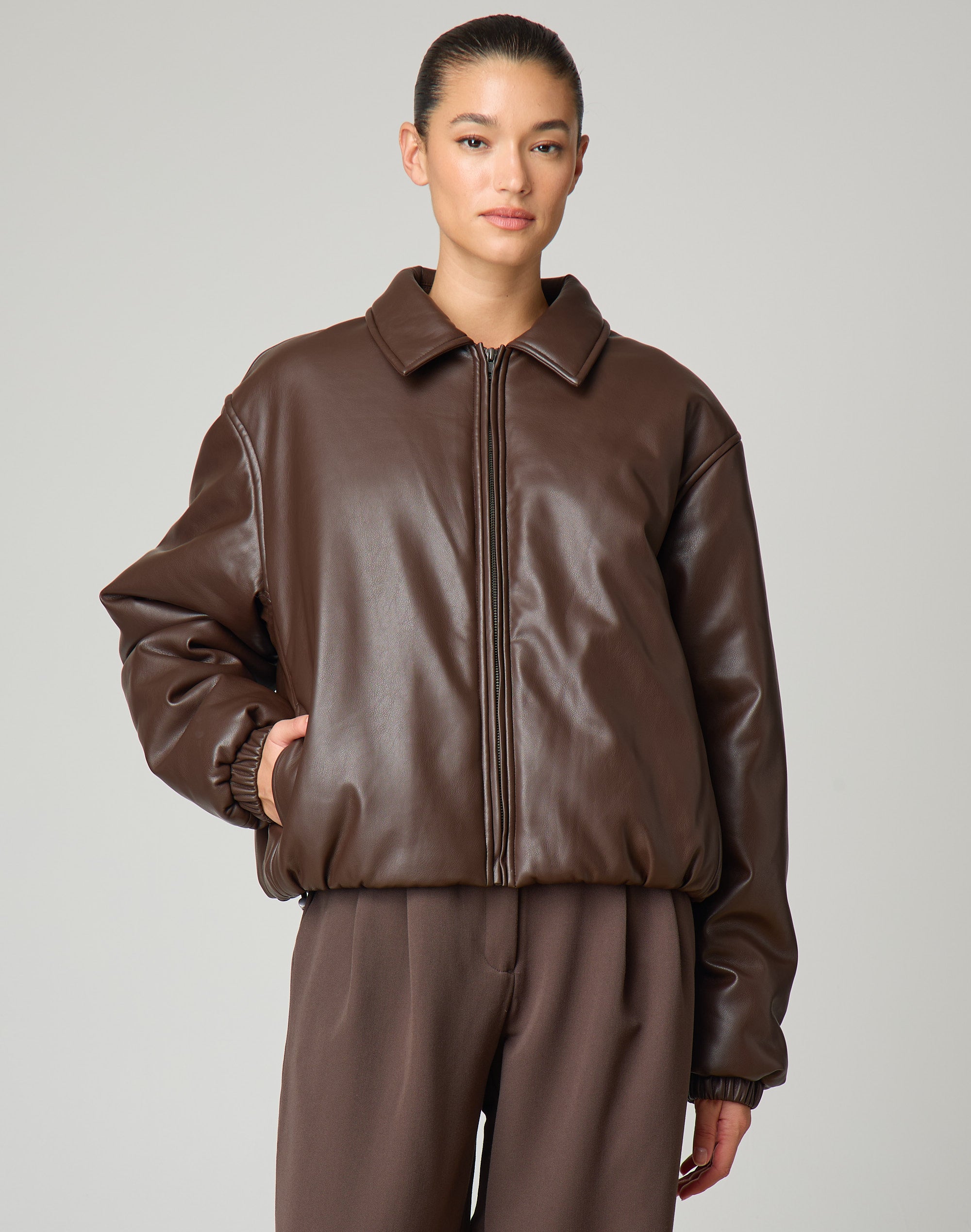 Leather Bomber Jacket Brown Leather Oversized Blazer Oversized