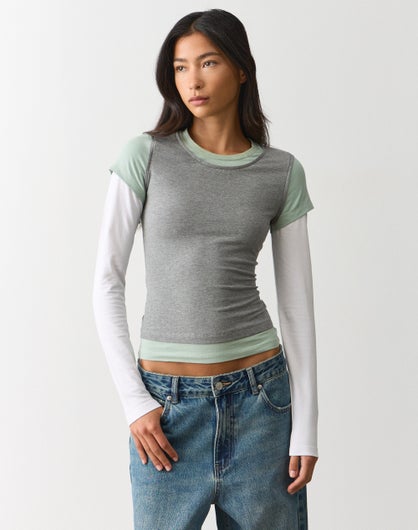 Cotton Layered Long Sleeve Top