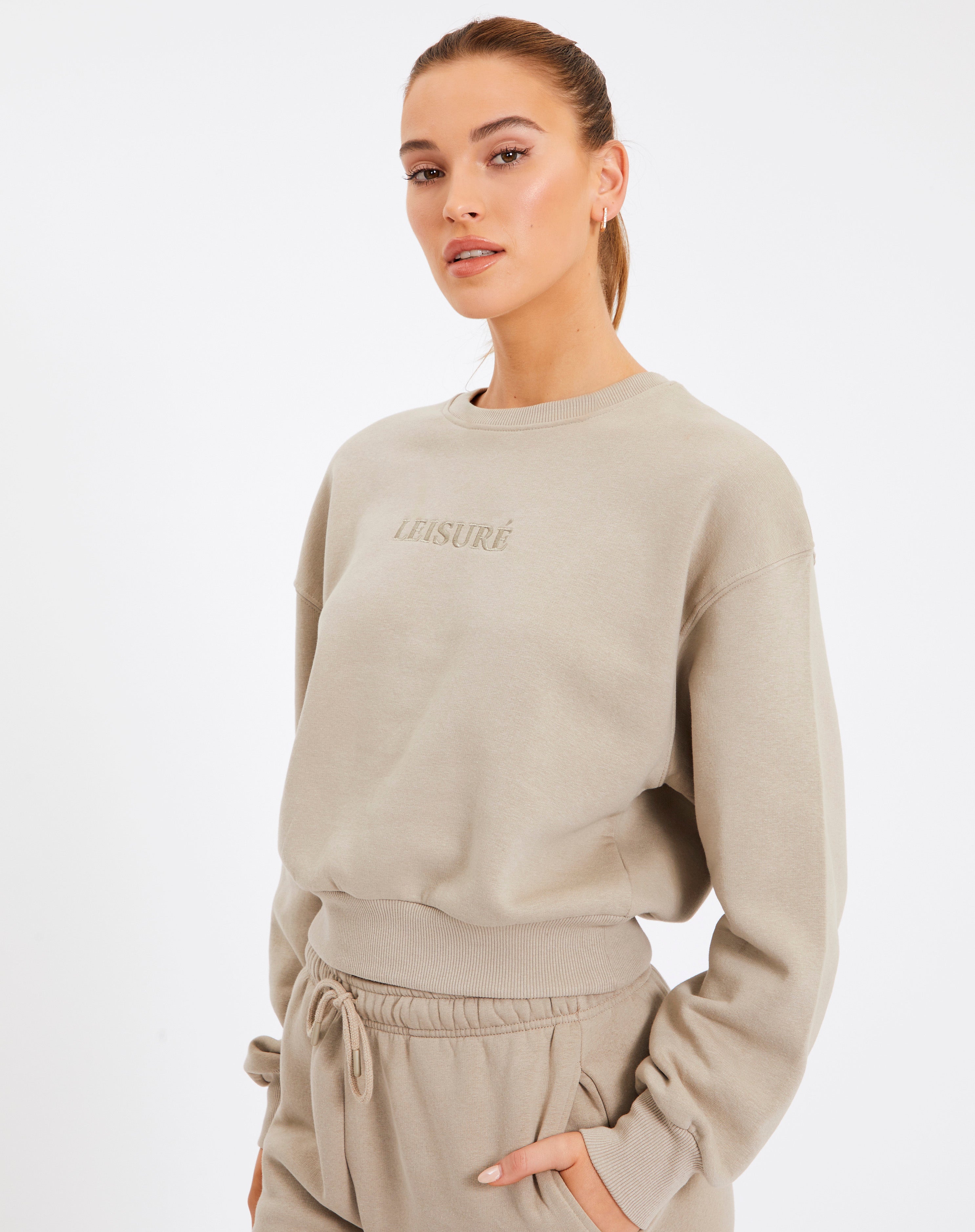 Organic Embroidered Crew Neck Jumper in 