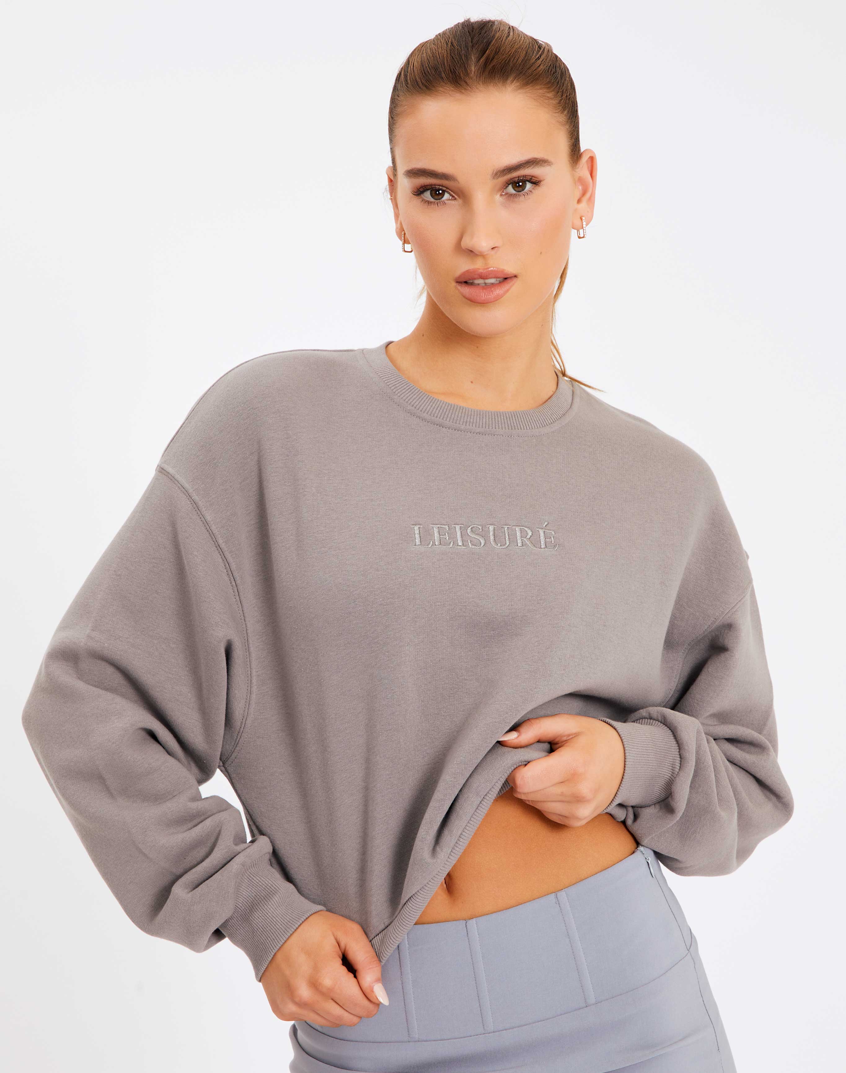 Organic Embroidered Crew Neck Jumper in 
