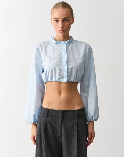 Poplin Frill Cropped Blouse