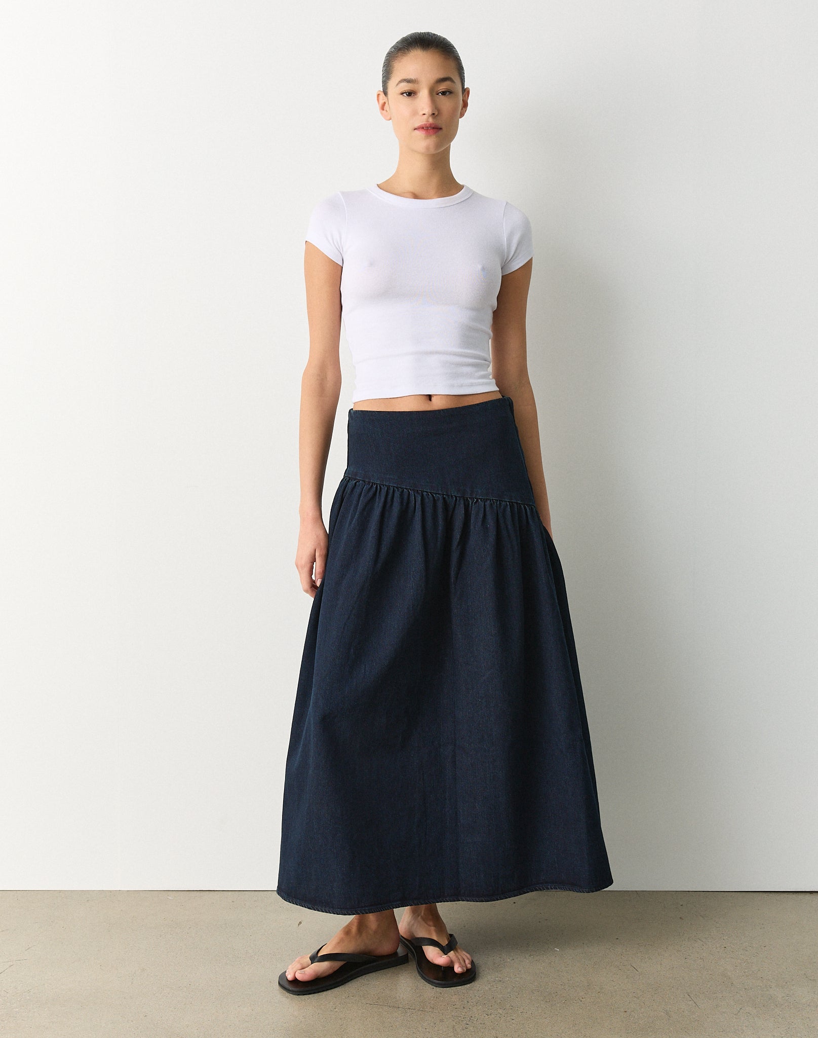 Asymmetrical Denim Maxi Skirt in Indigo Jones X Indigo Glassons