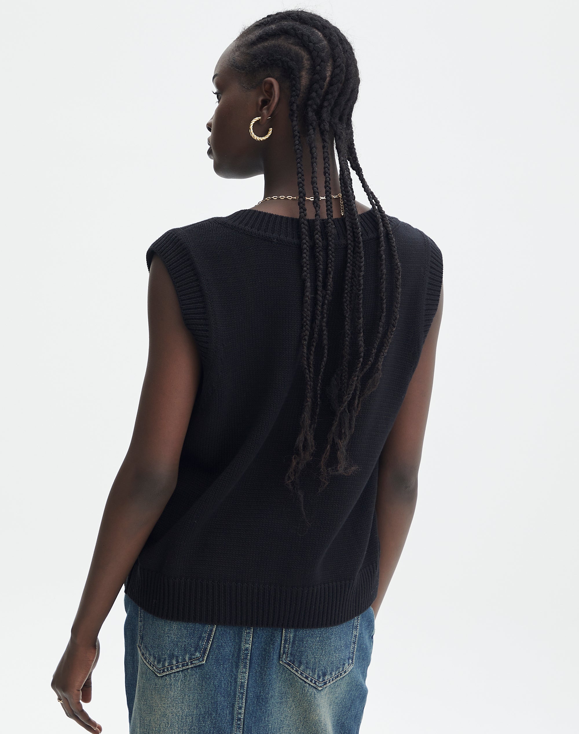 Oversized Knit Vest in Black | Glassons