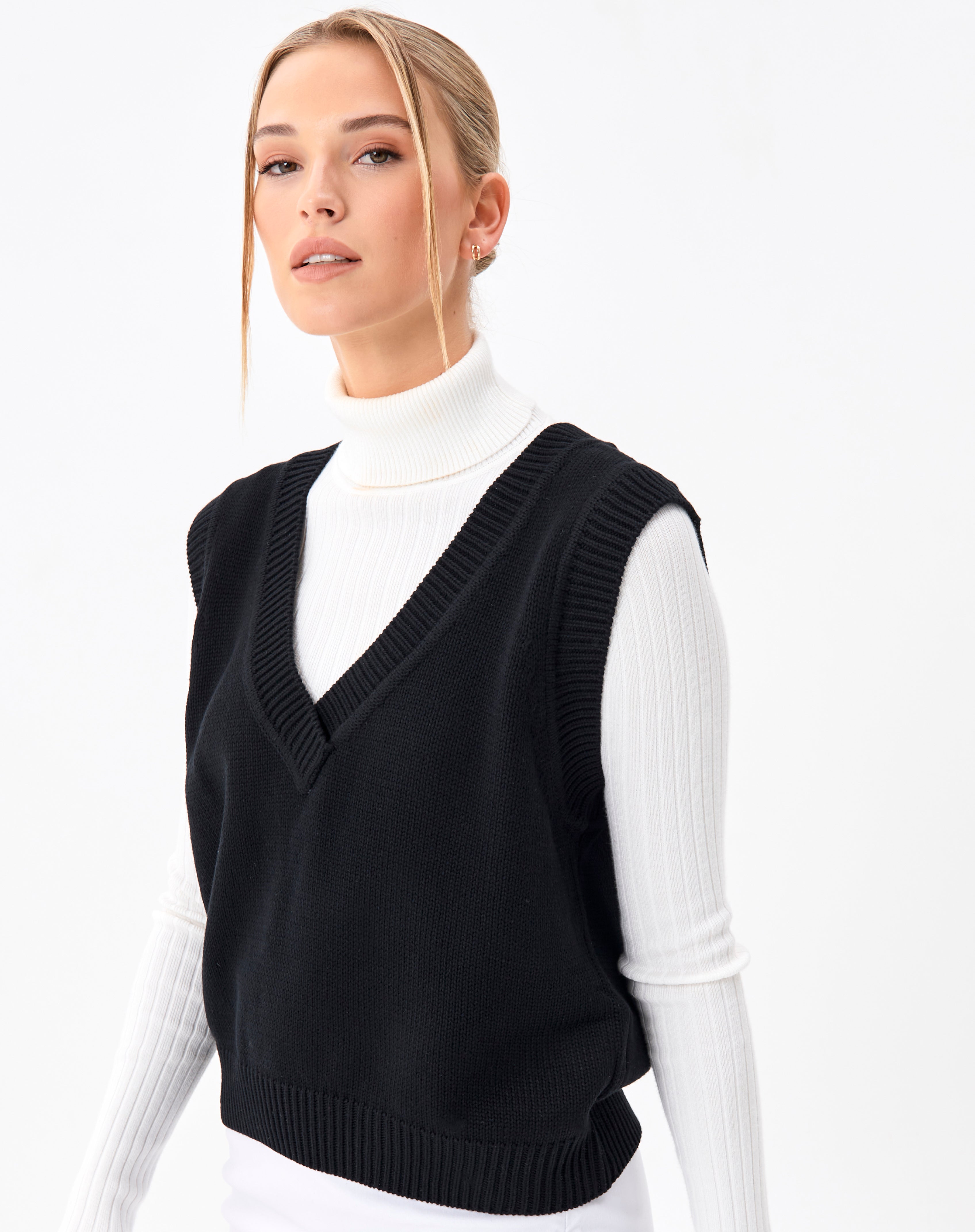 Oversized Knit Vest in Black | Glassons