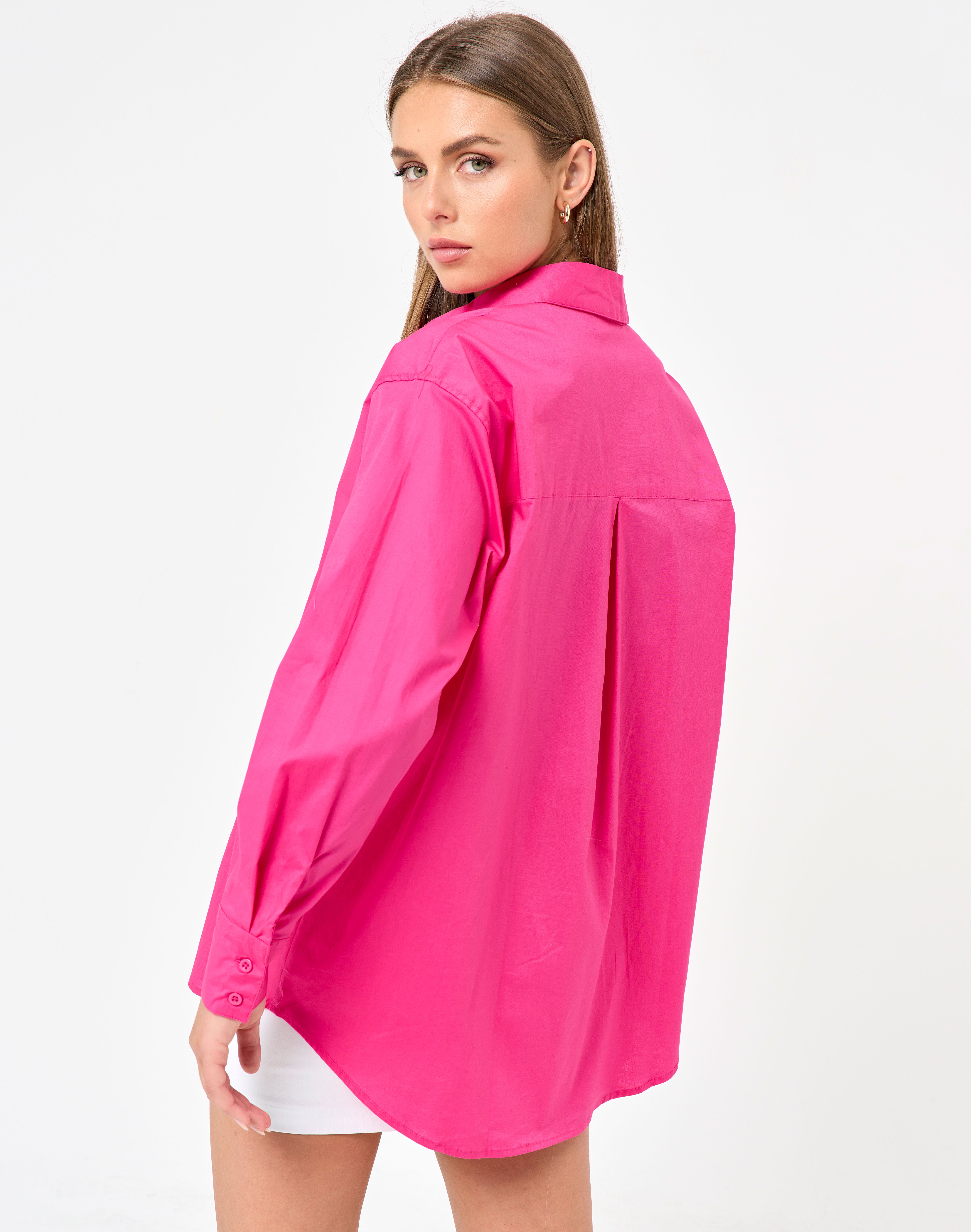 Oversized Cotton Shirt in Pink | Glassons