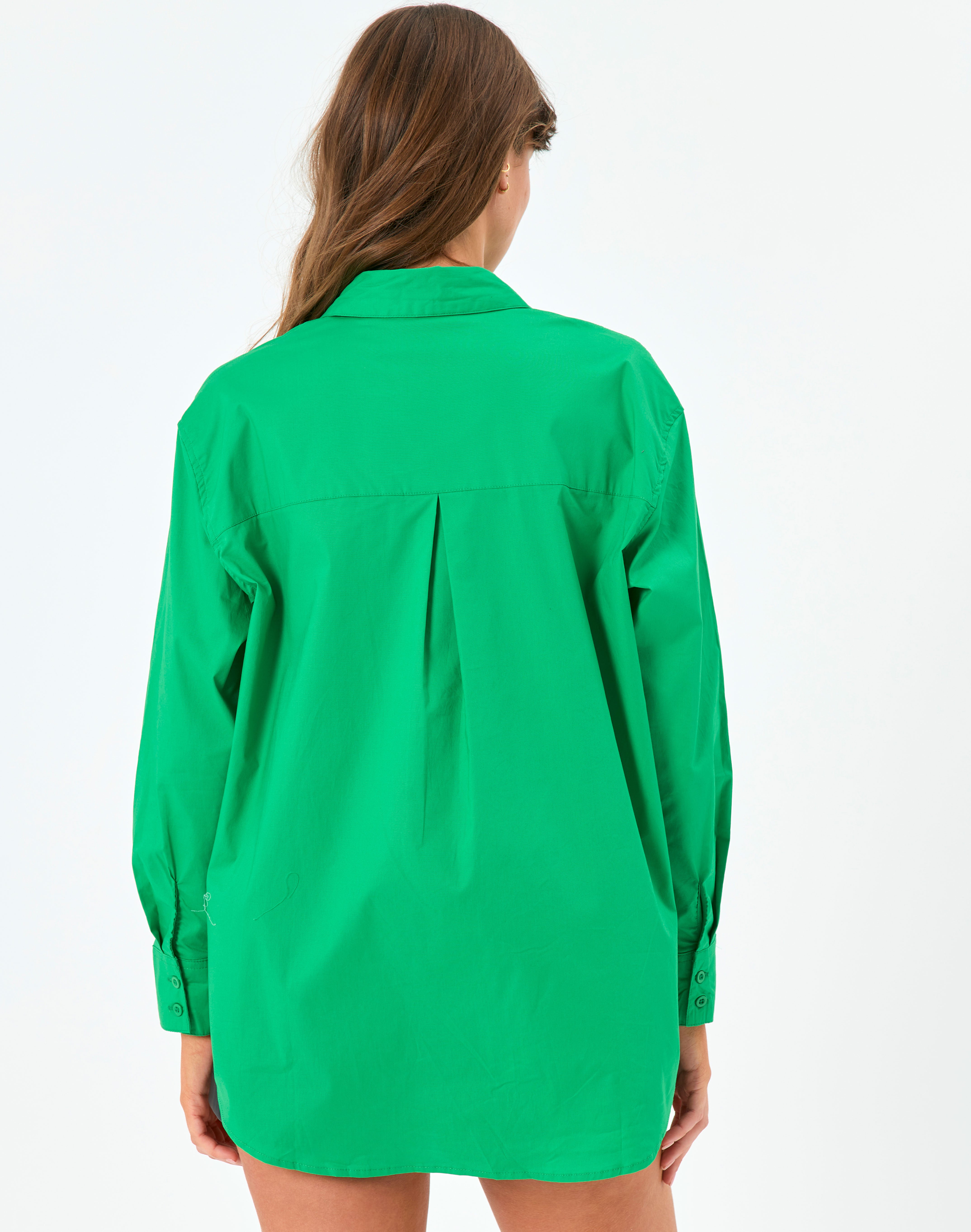 Oversized Cotton Shirt in Green | Glassons