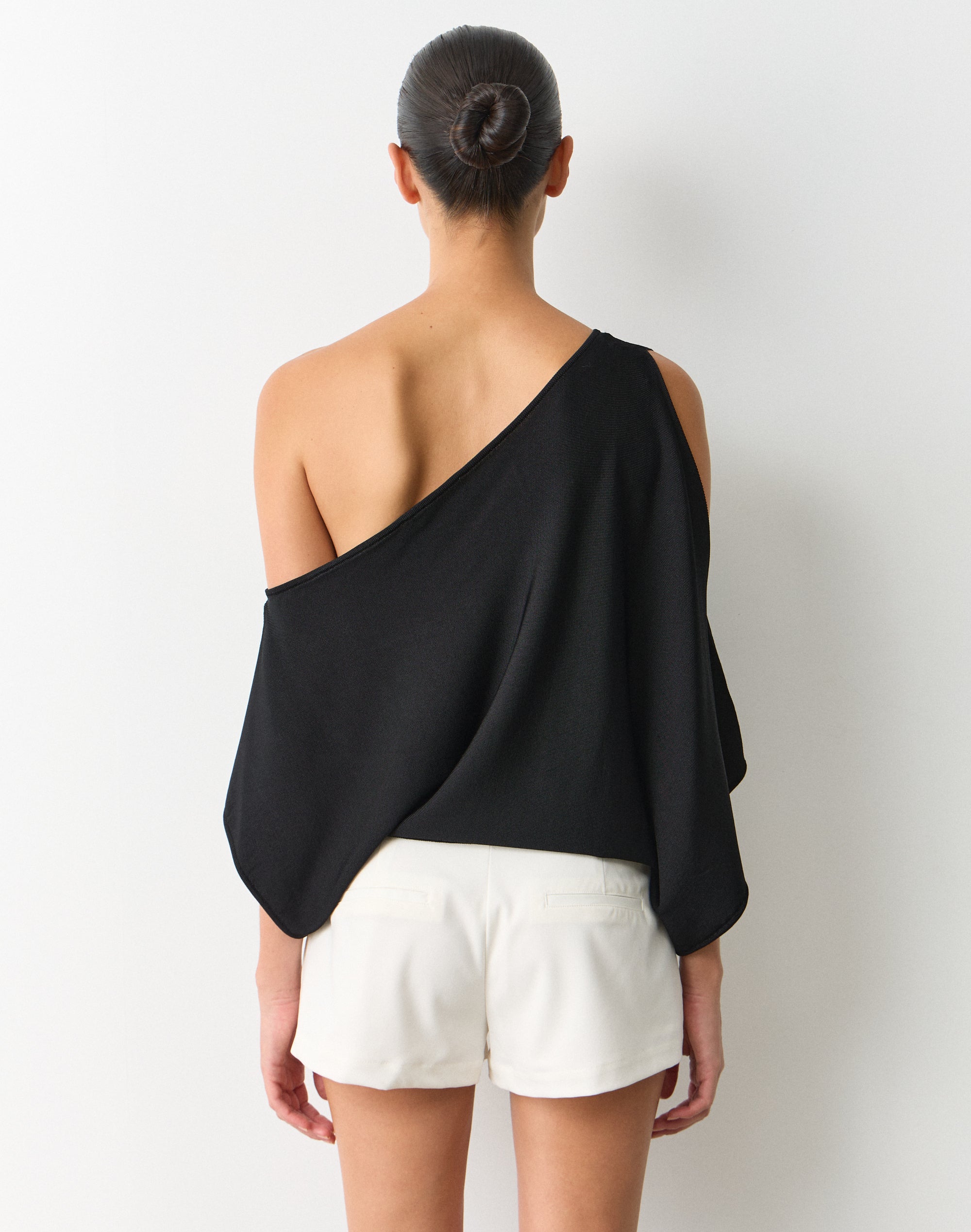 Off Shoulder Cut Out Knit Top in Black | Glassons US