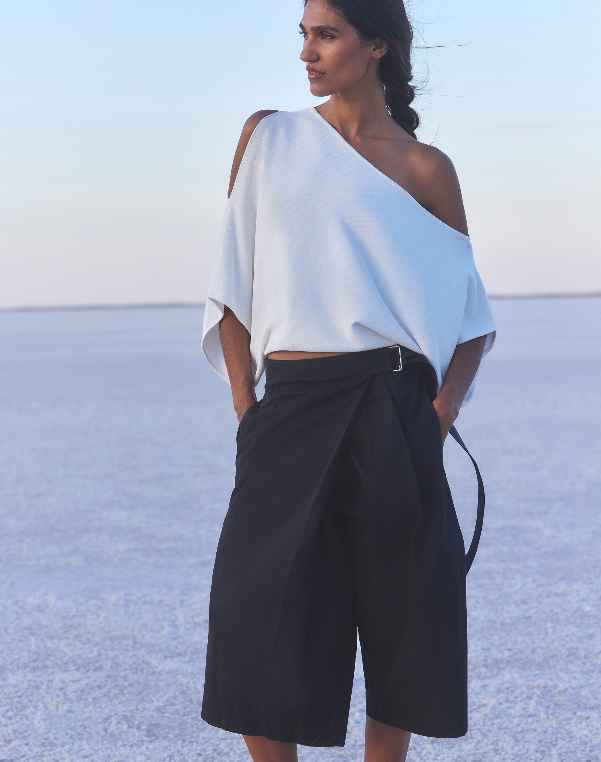 Off Shoulder Cut Out Knit Top in Milk | Glassons US