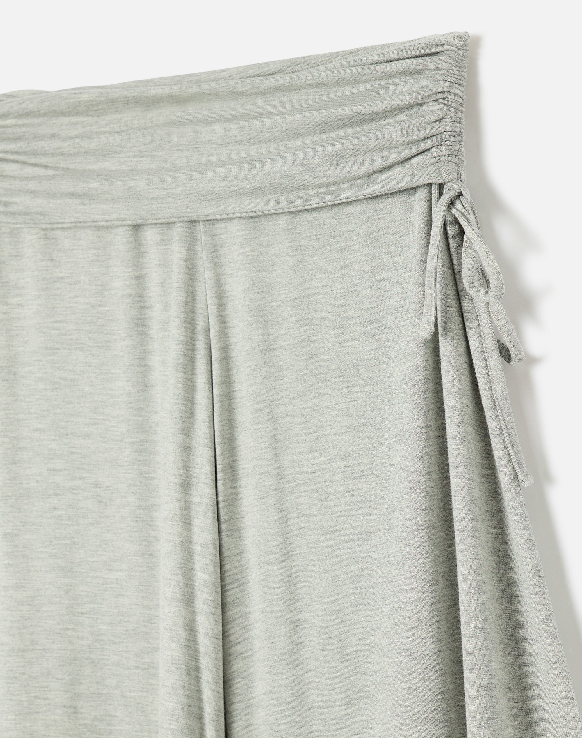 Low Rise Wide Leg Foldover Capri Pants in Pale Grey Marle