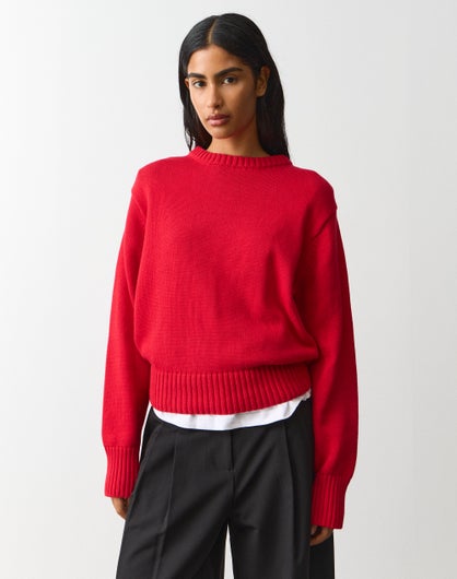 Cotton Crew Neck Knit Jumper