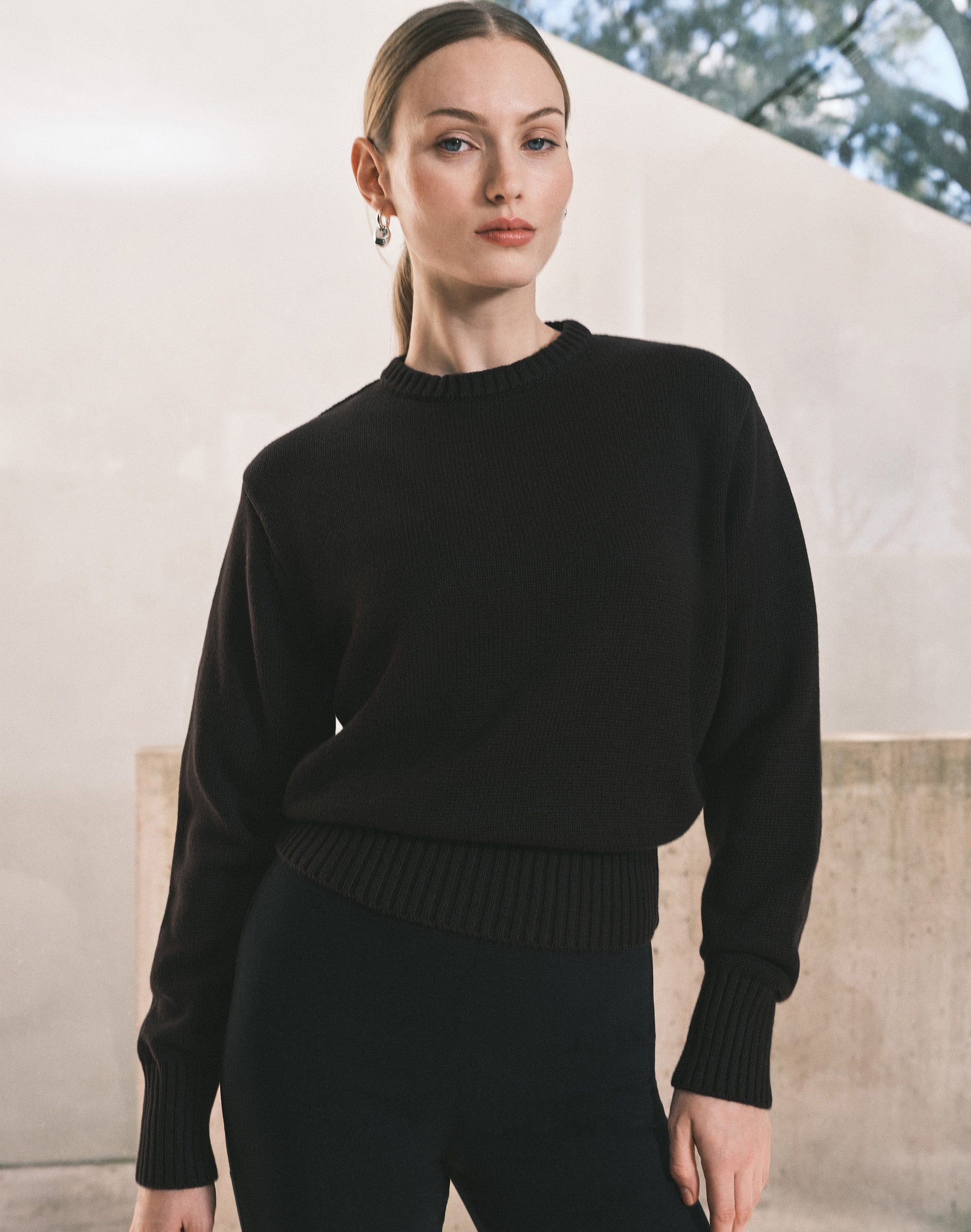 Cotton Crew Neck Knit Jumper in Choc It Up | Glassons SG