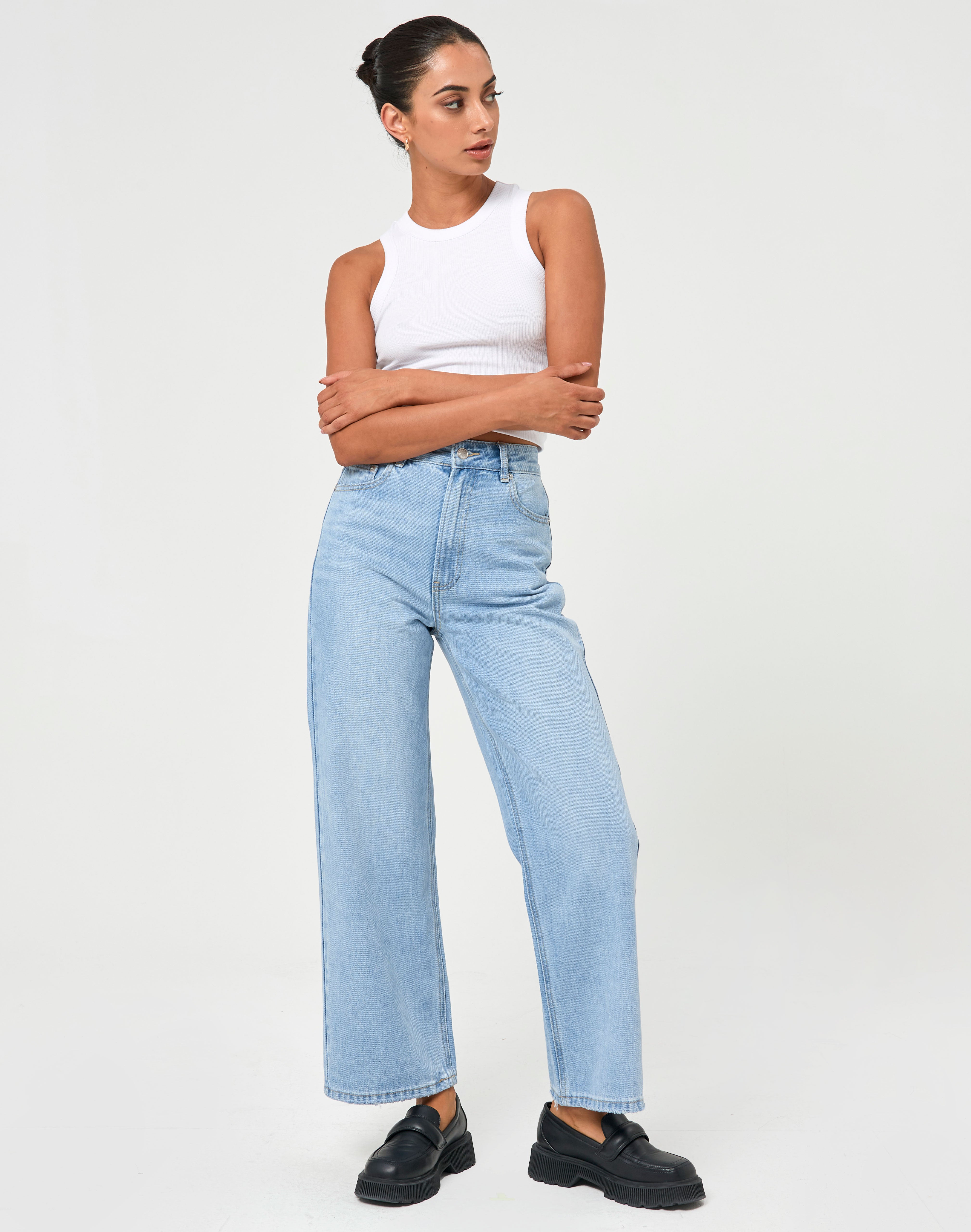Recycled Wide Leg Cropped Jean in Wash 