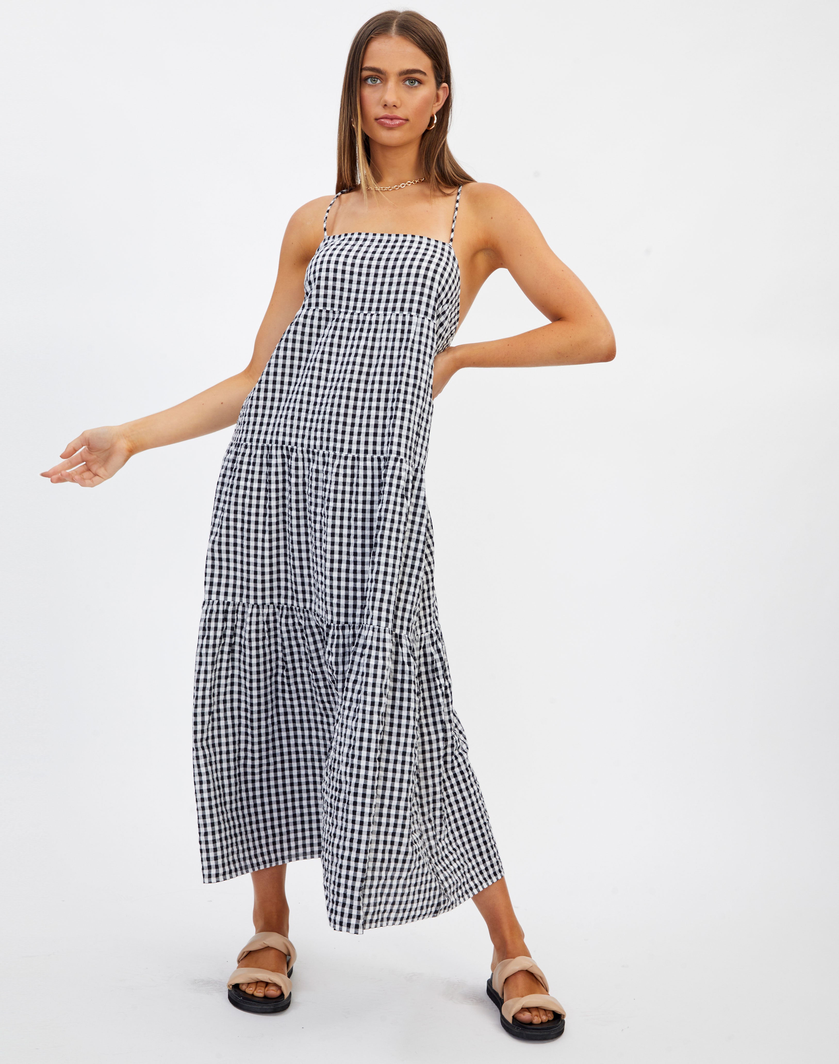 gingham print dress