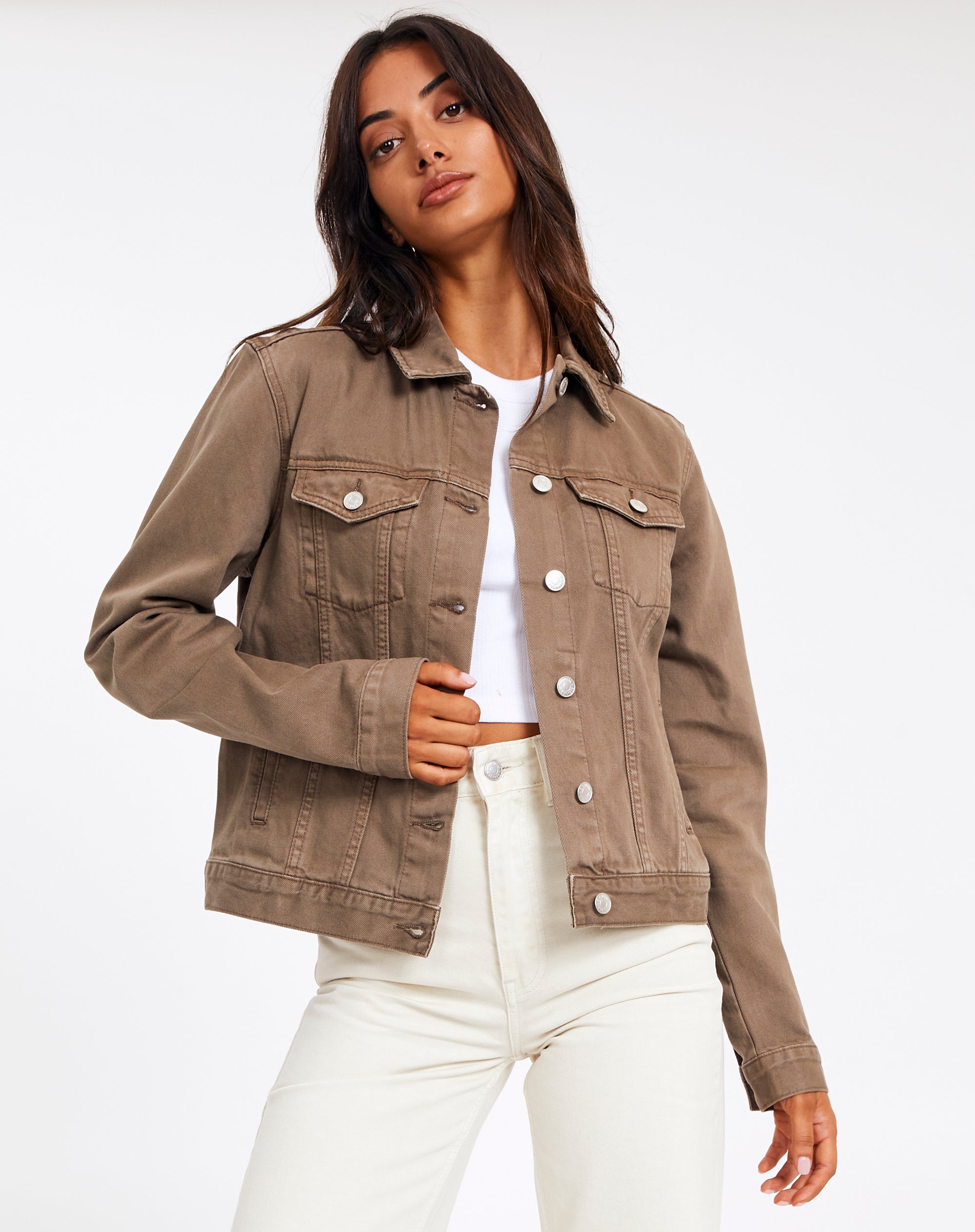 brown denim jacket womens