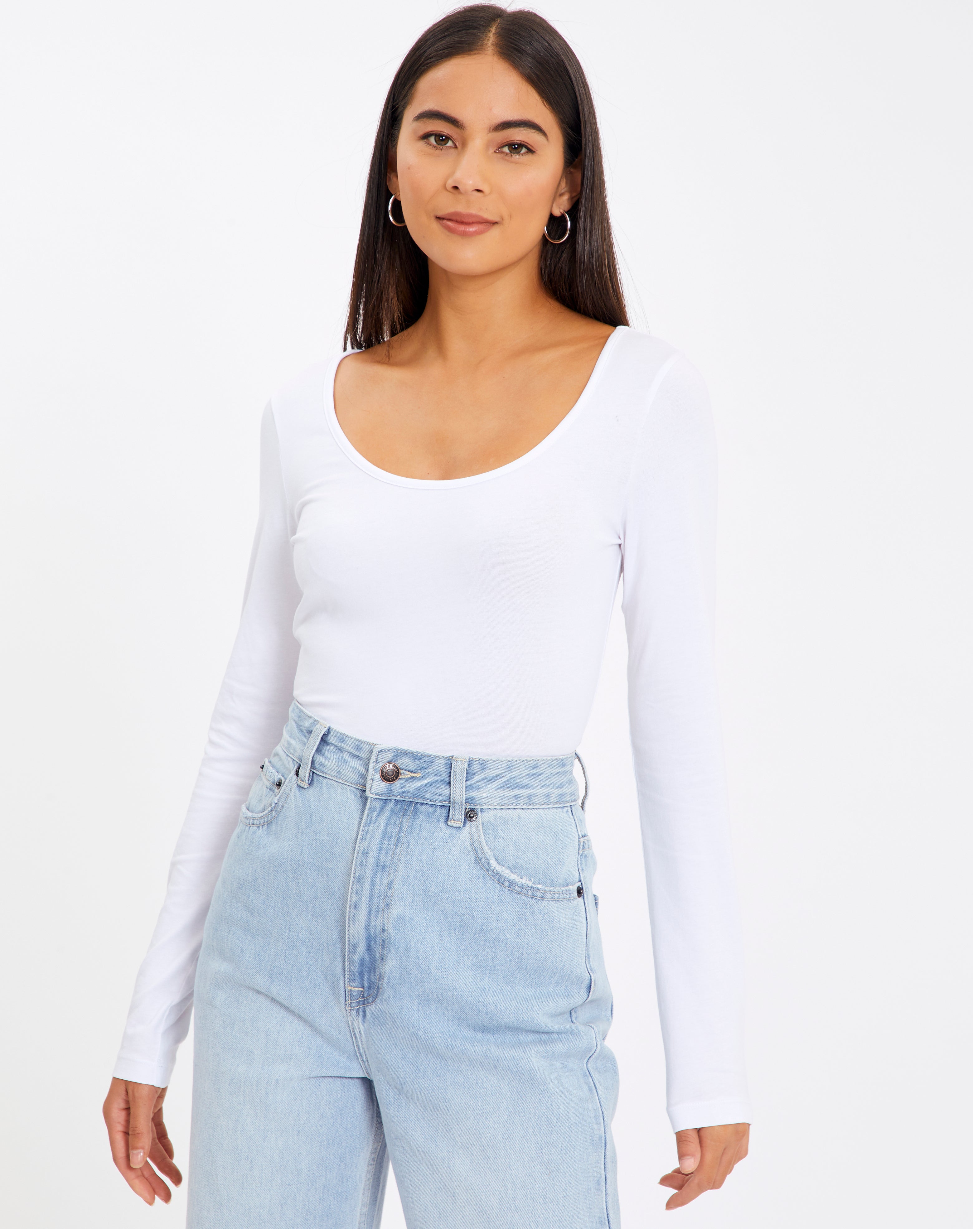 Organic Cotton Blend Long Sleeve Top in 
