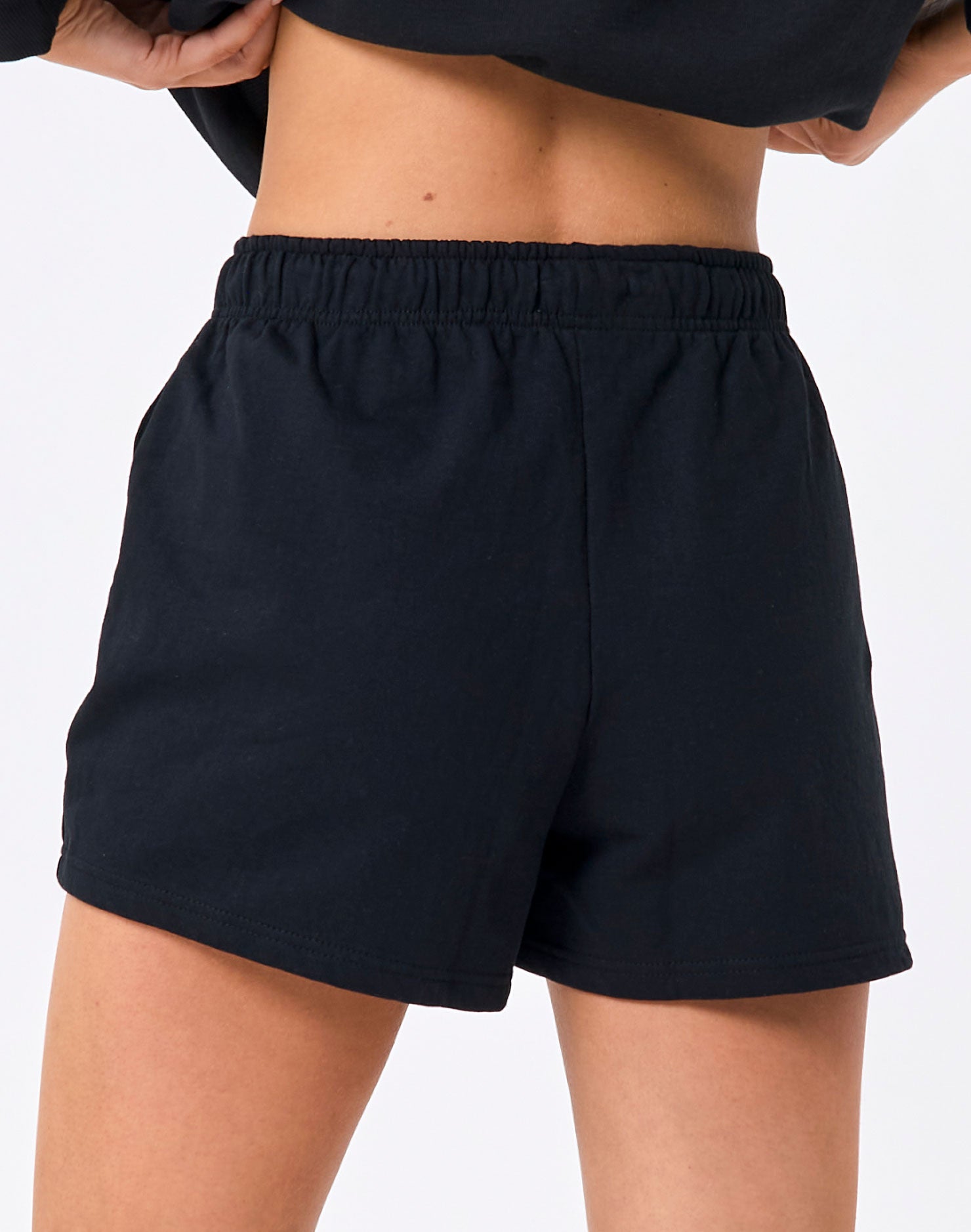Organic Longline Sweat Short in Black 