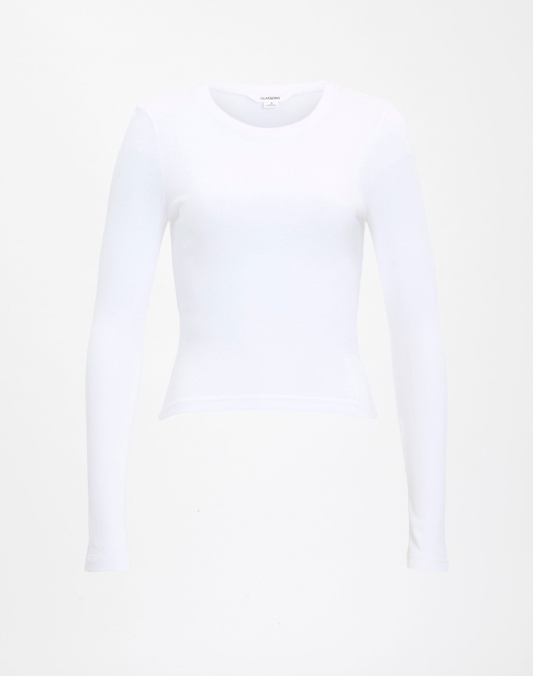 Organic Ribbed Long Sleeve Top in White 