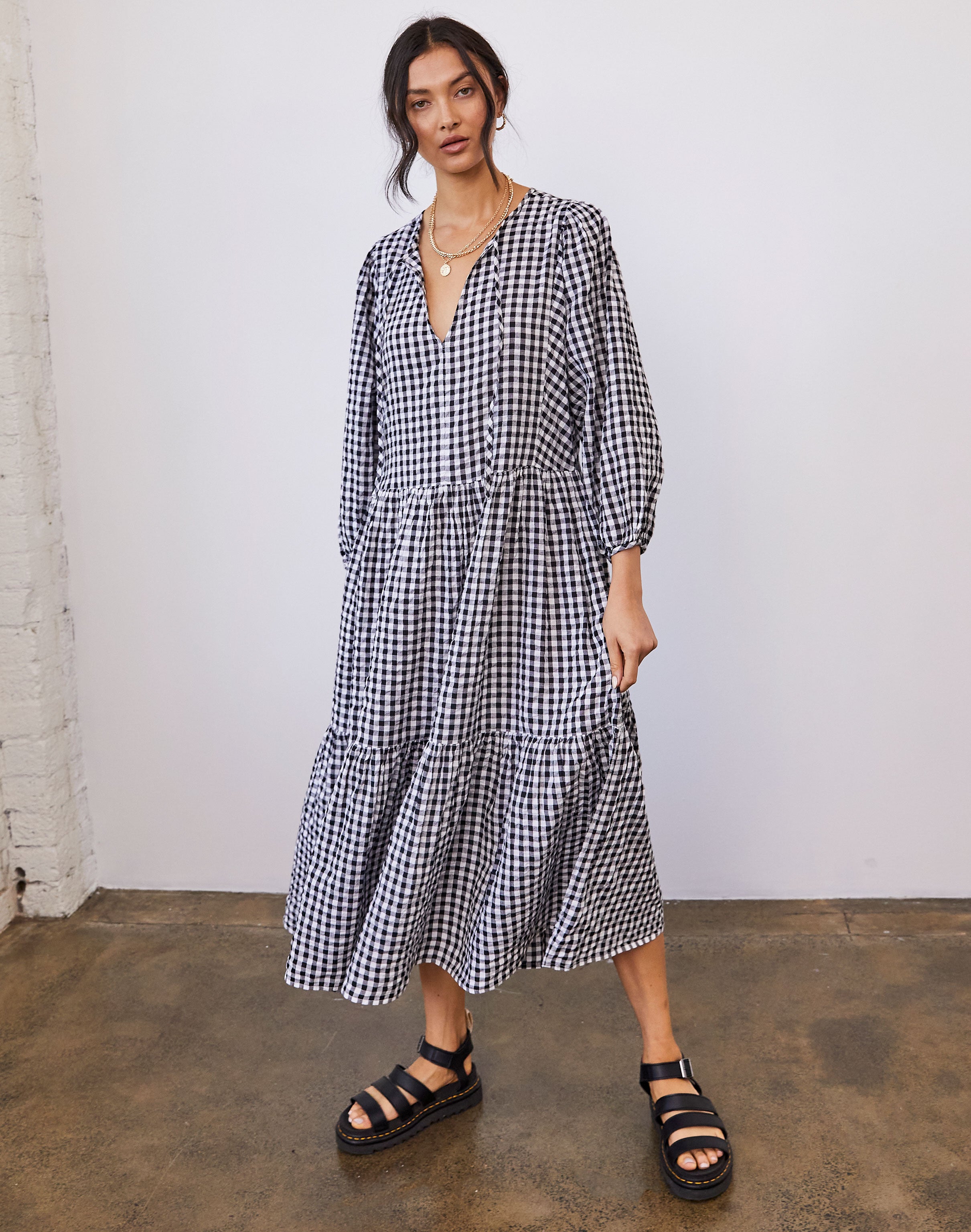 gingham print dress