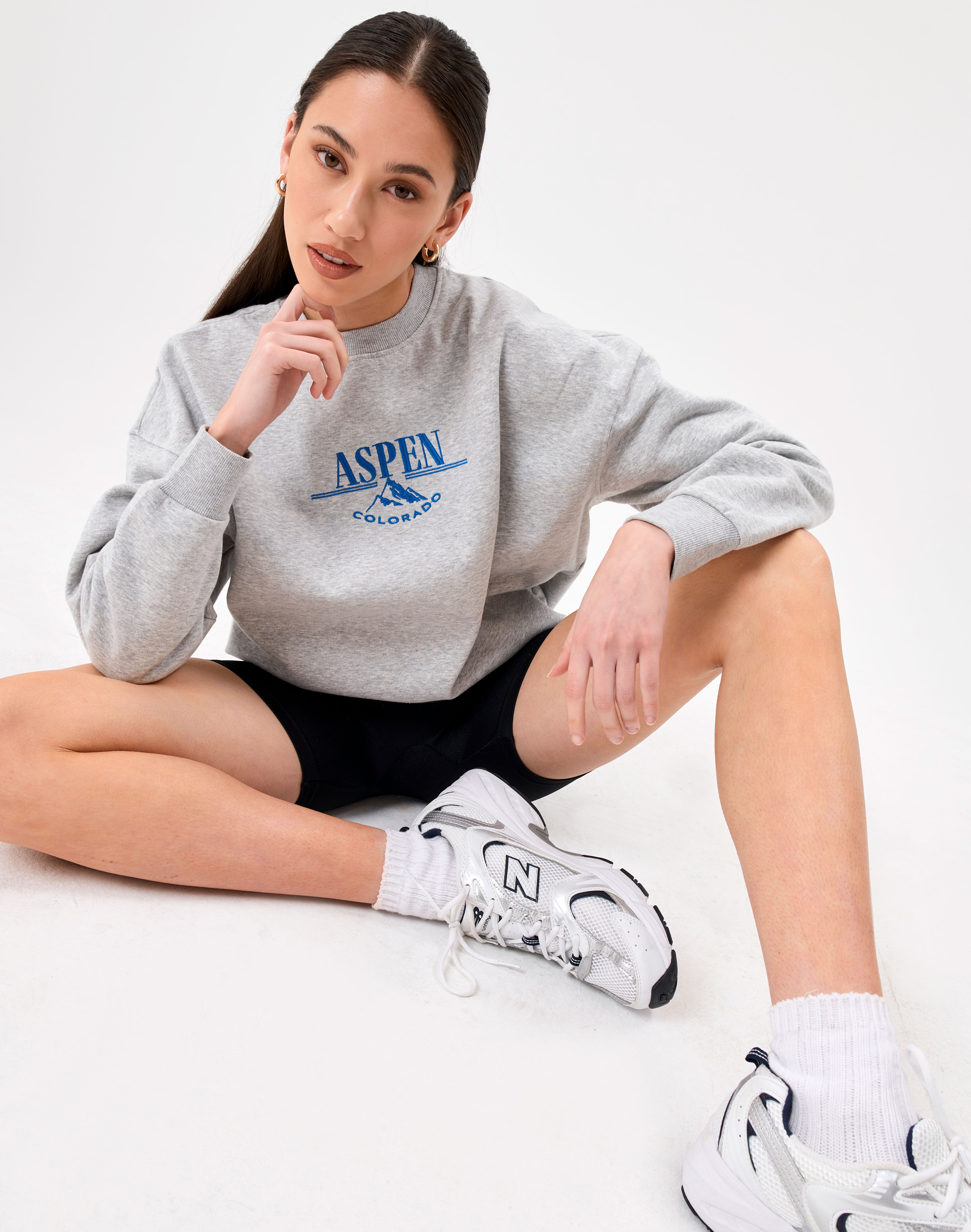 Oversized Embroidered Crew Neck Jumper 