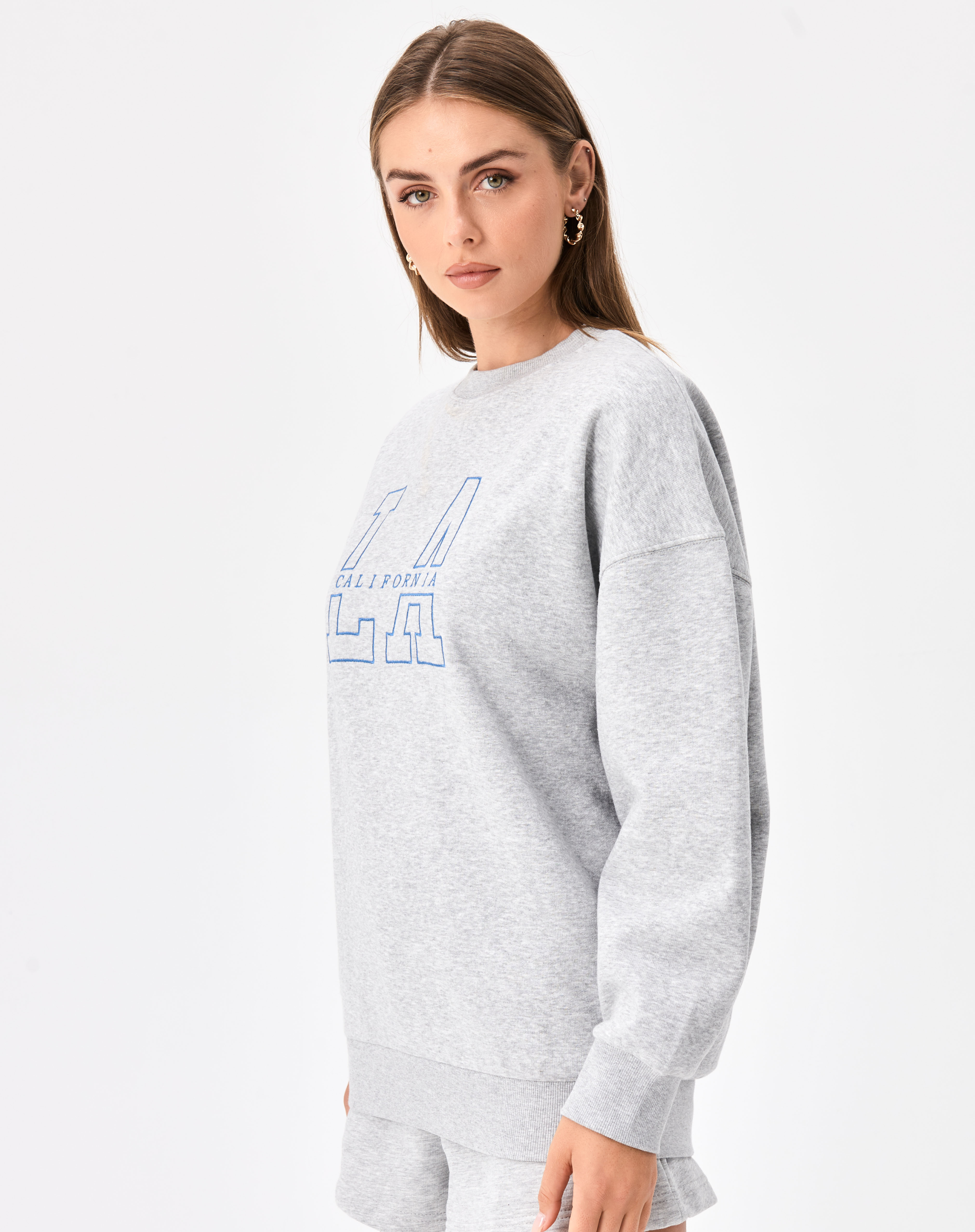 Oversized Embroidered Crew Neck Jumper 