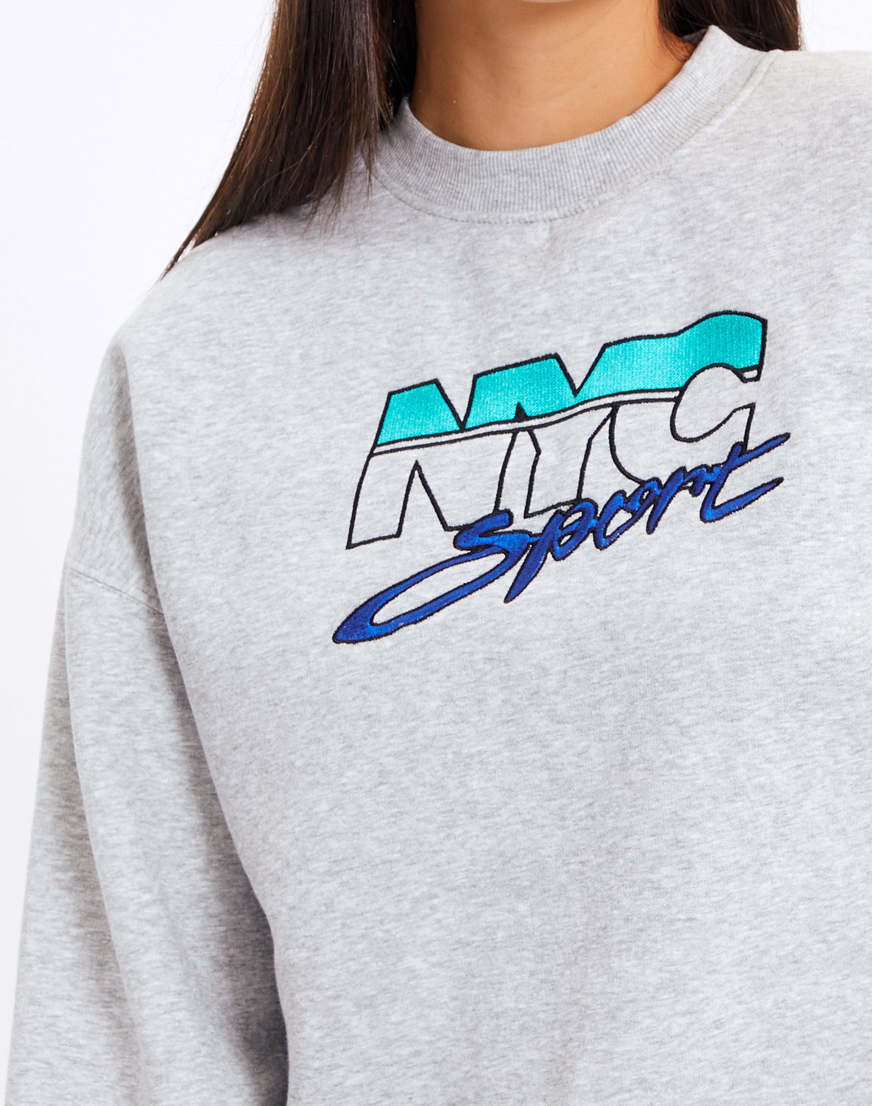 Oversized Embroidered Crew Neck Jumper 