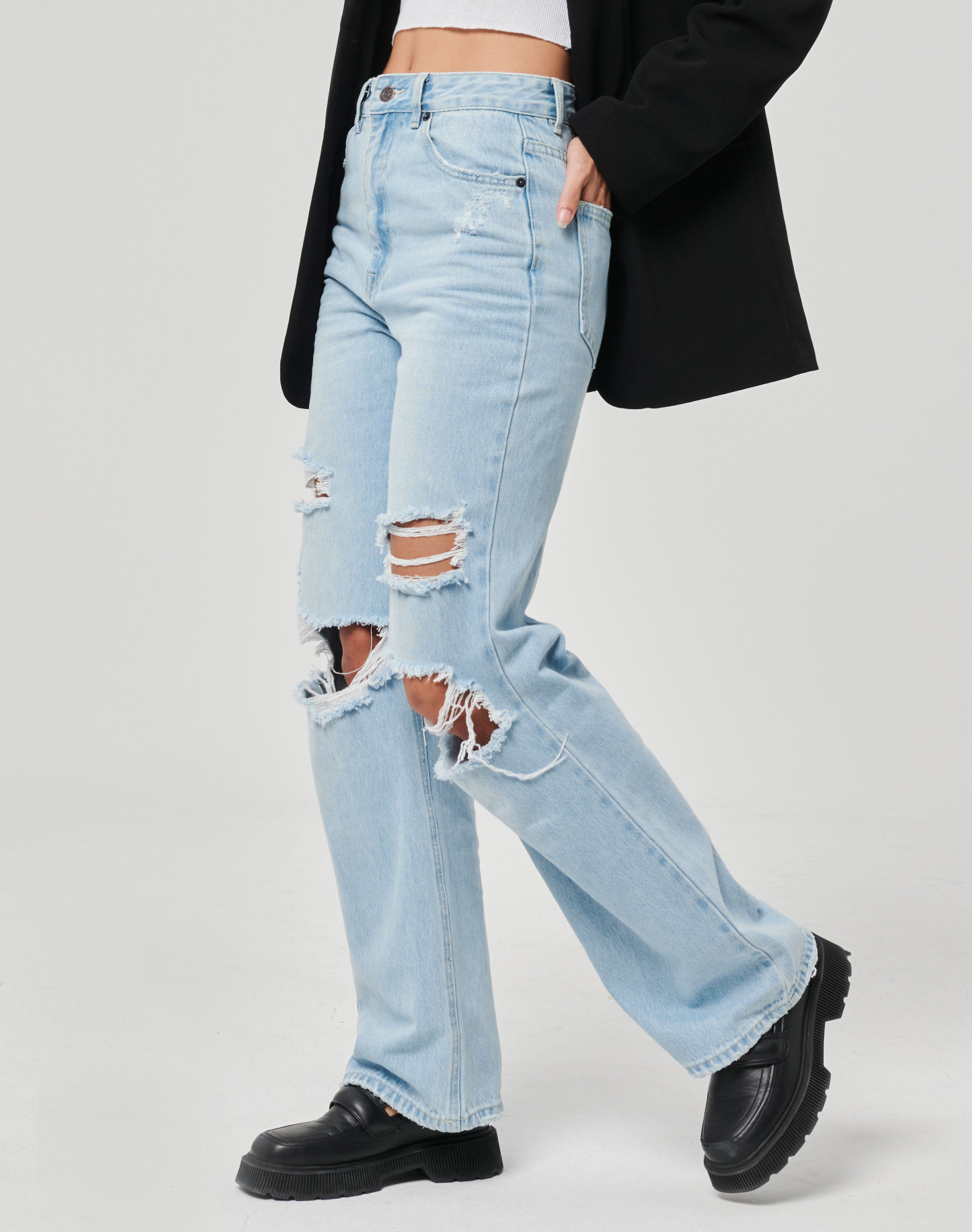 Recycled Relaxed Ripped Straight Leg 