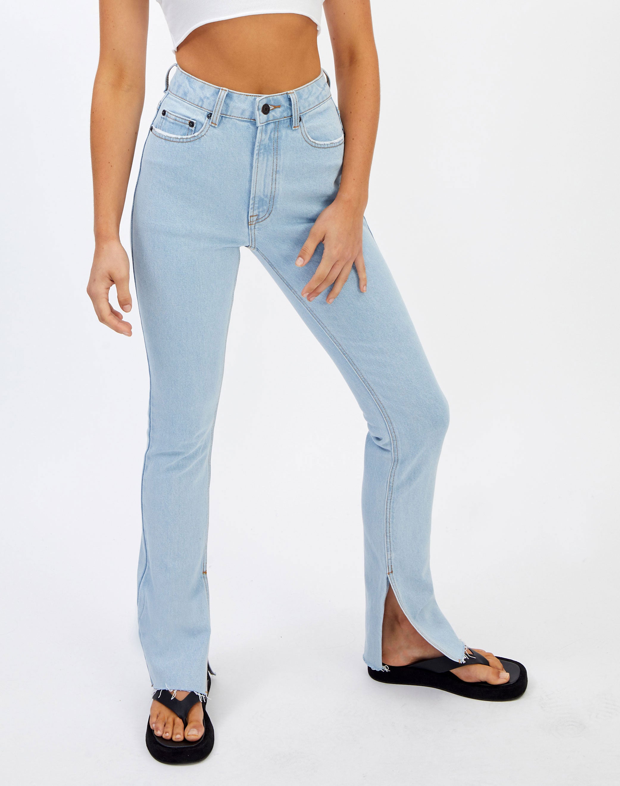 Recycled High Rise Split Hem Jean in 